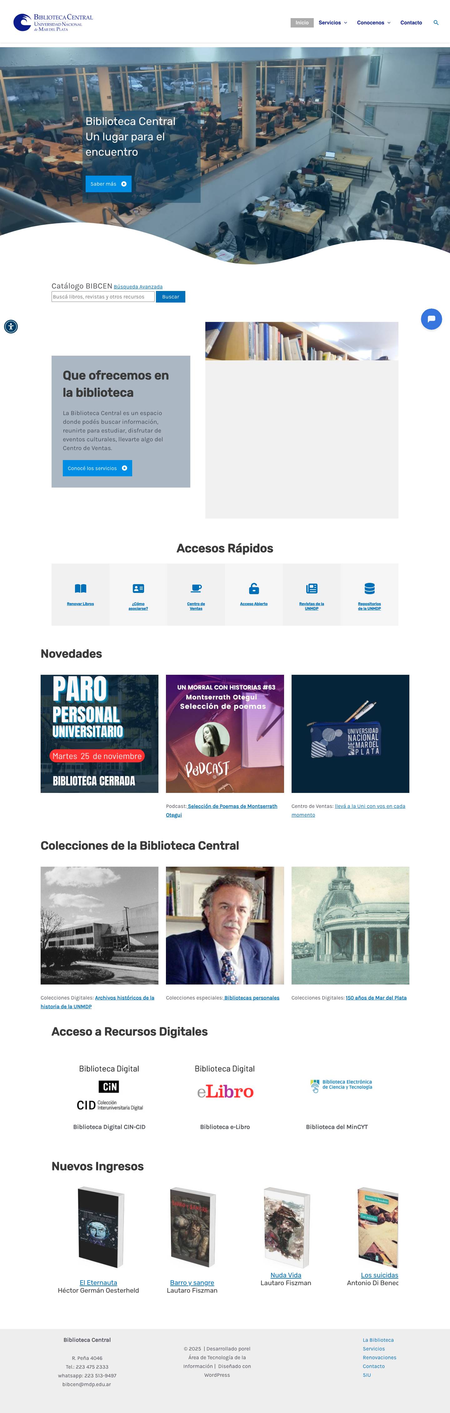 Biblioteca Central – Universidad Nacional de Mar del Plata - Full Screenshot