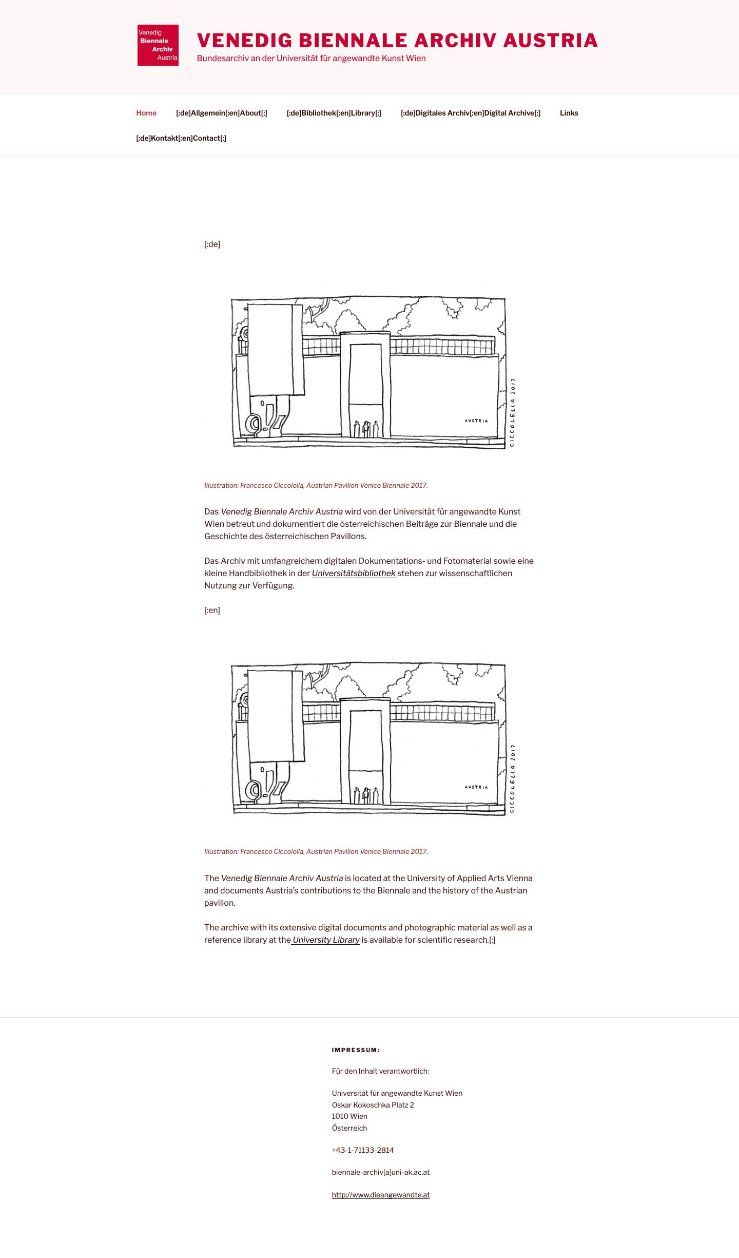 Venedig Biennale Archiv Austria – Bundesarchiv an der Universität für angewandte Kunst Wien - Full Screenshot