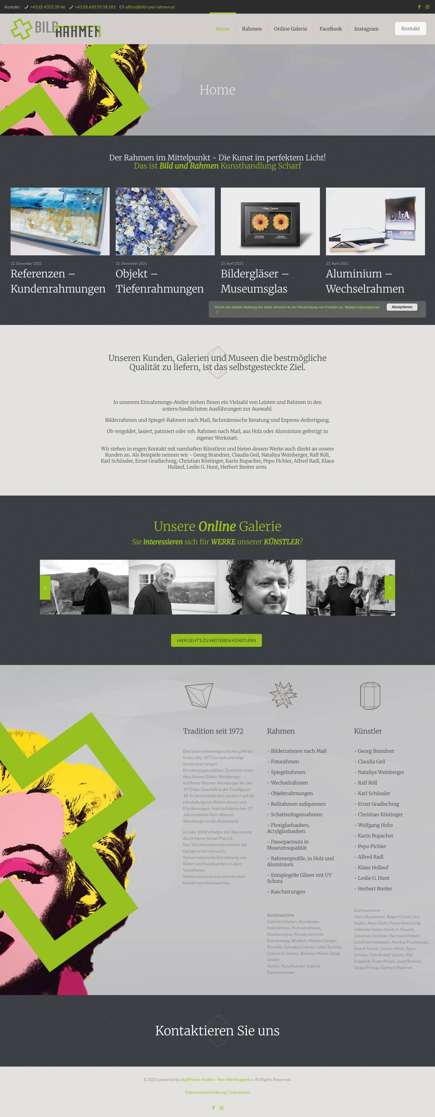 Home - Bild und Rahmen Kunsthandlung Scharf / Inh. Patrick Scharf - Full Screenshot