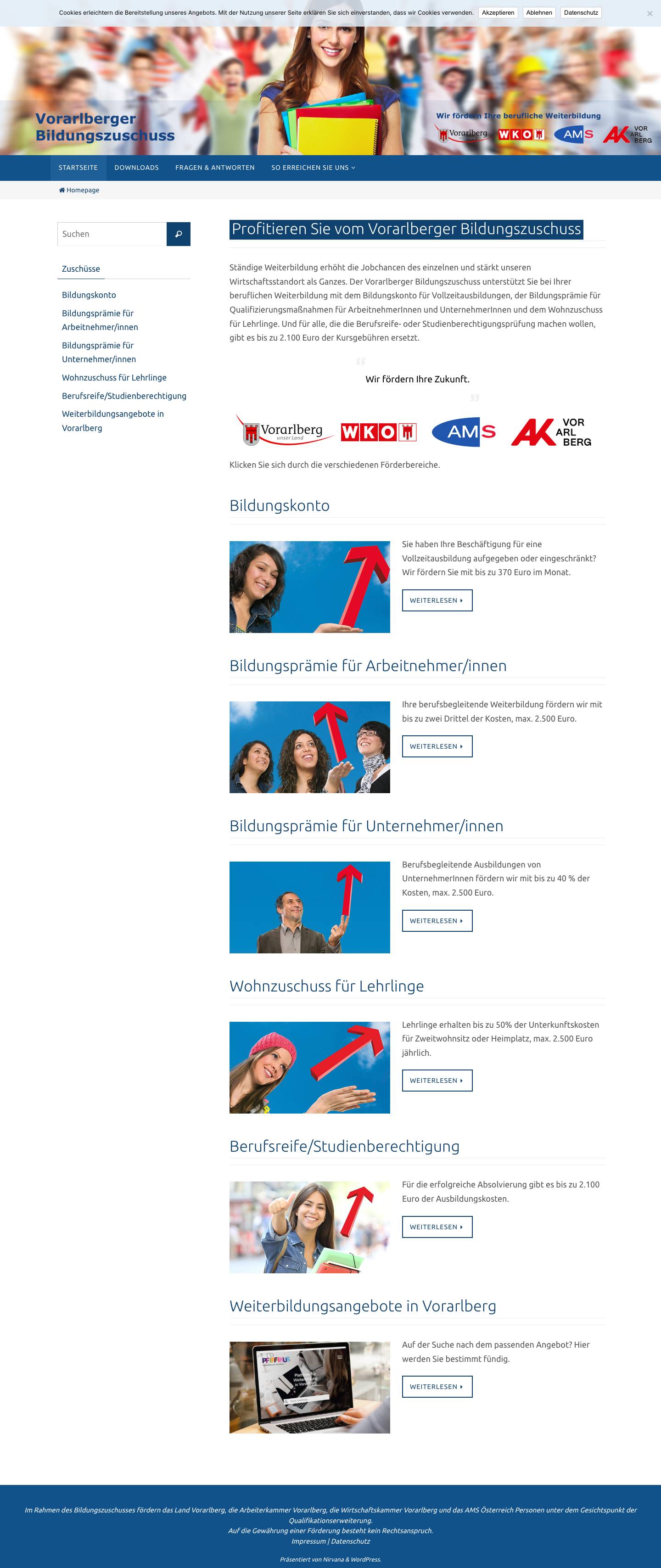 Bildungszuschuss – Wir fördern Ihre Zukunft - Full Screenshot