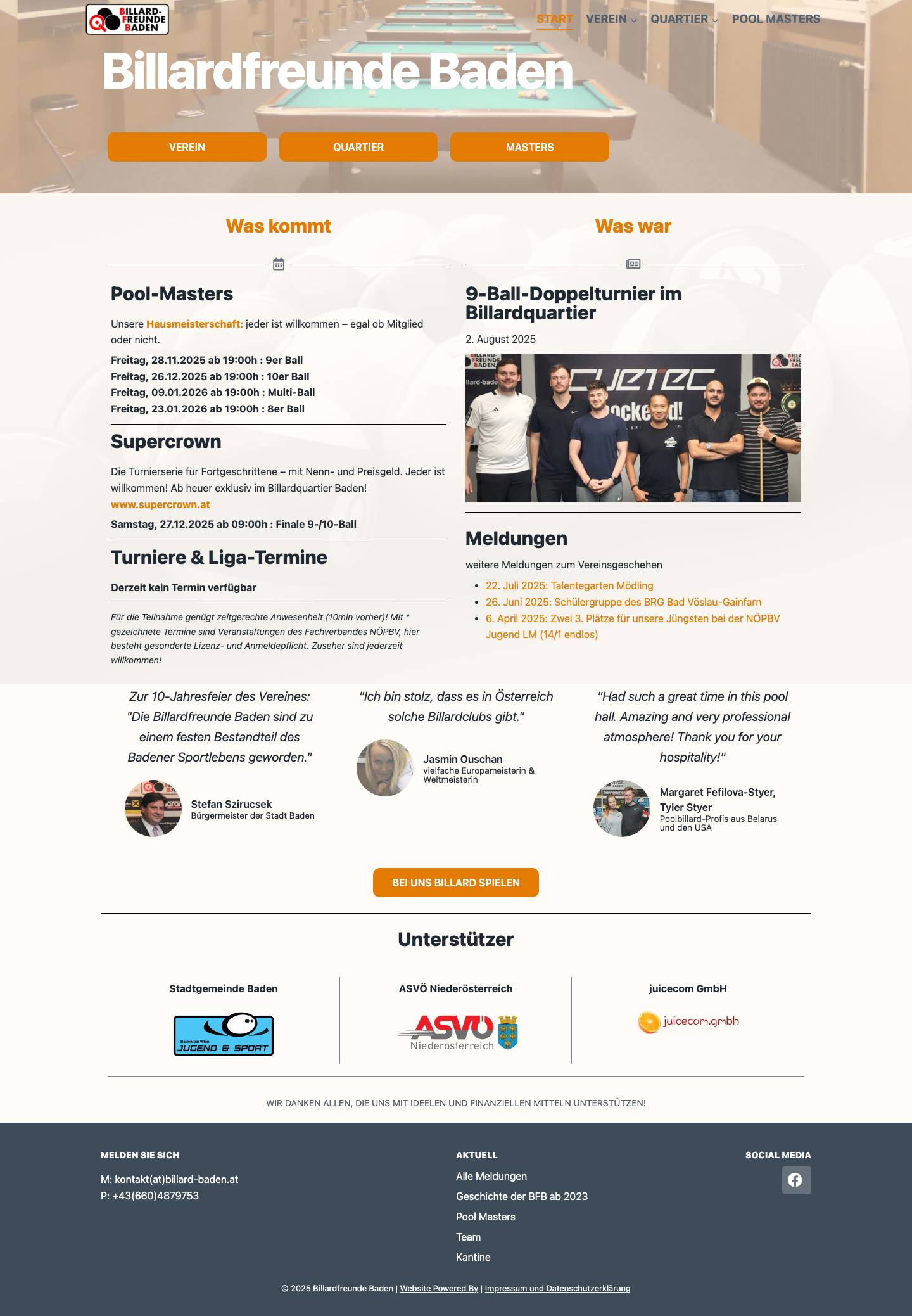 Billardfreunde Baden – Billard für JedenErweiternErweiternMenü ein-/ausklappenFacebookNach oben scrollenNach oben scrollenErweiternErweitern - Full Screenshot