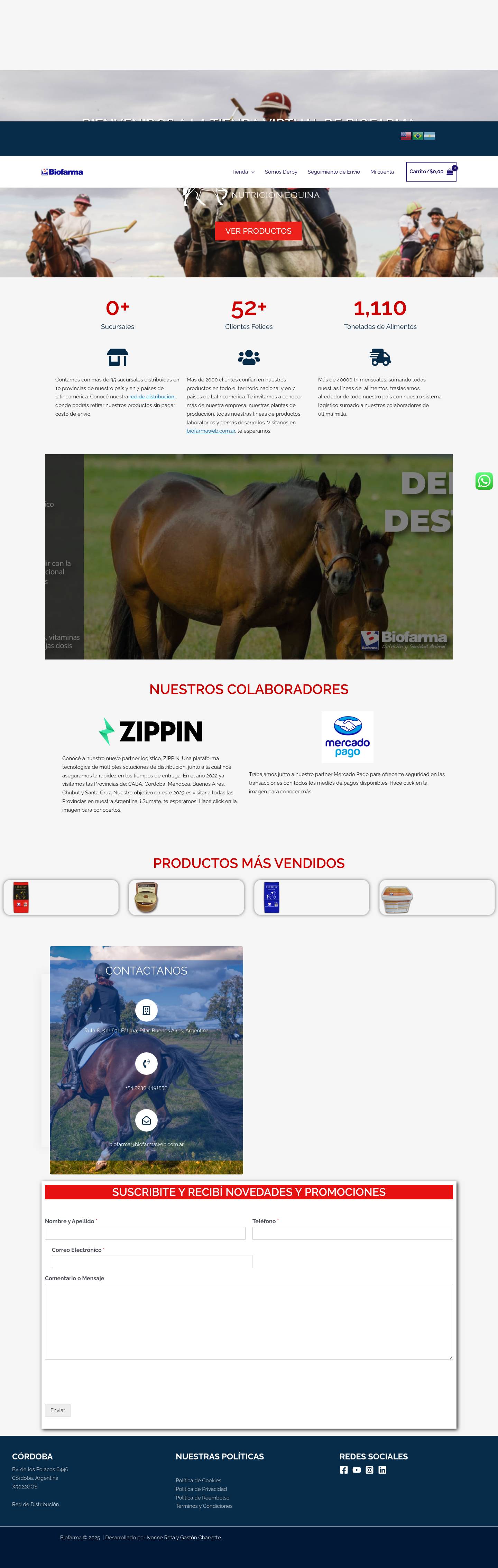 Tienda Biofarma | Nutrición Equina Derby. - Full Screenshot