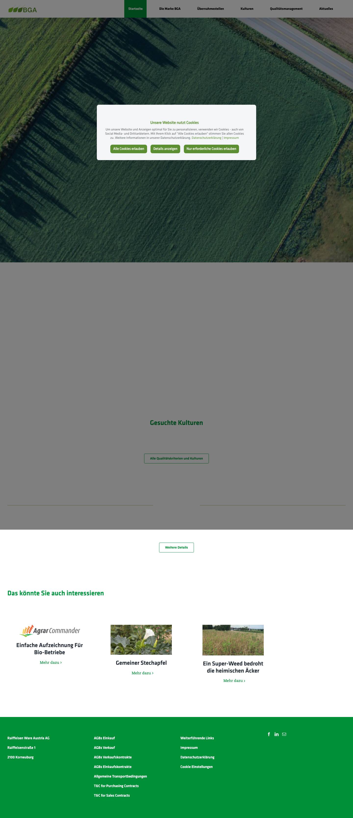 Bio Getreide Austria BGA - Willkommen - Full Screenshot