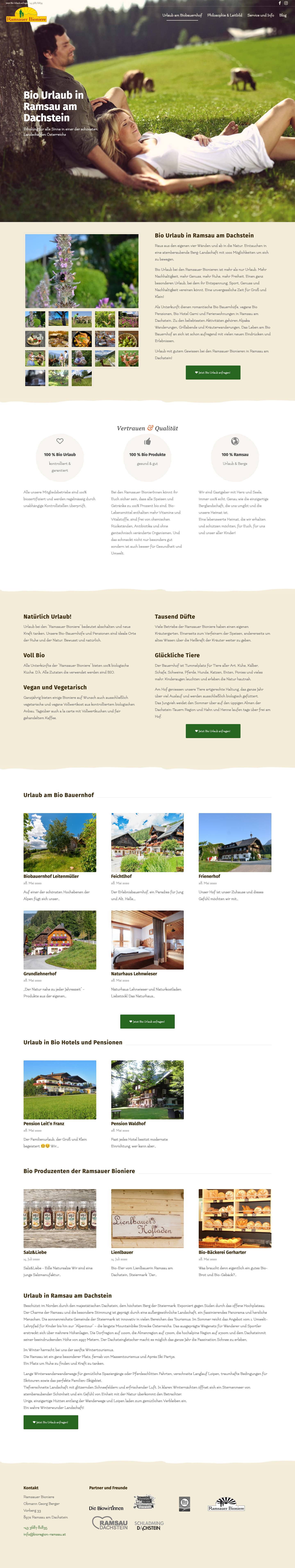 Urlaub am Biobauernhof - Bioregion Ramsau am DachsteinNach oben scrollen - Full Screenshot