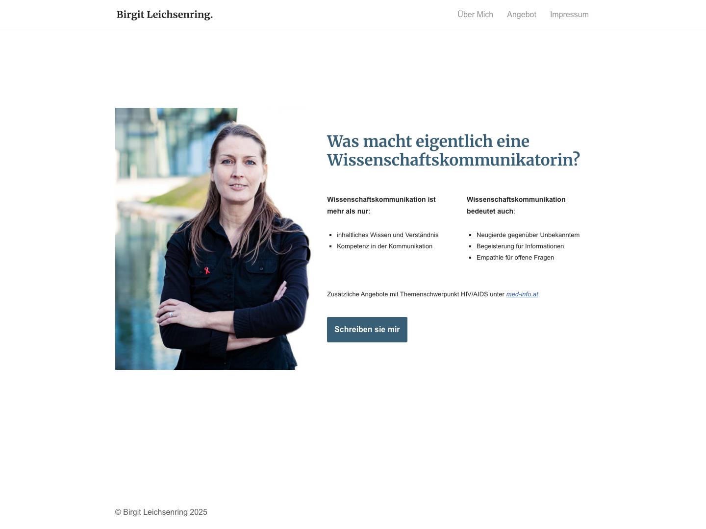 Birgit Leichsenring – Freie Wissenschaftskommunikatorin - Full Screenshot