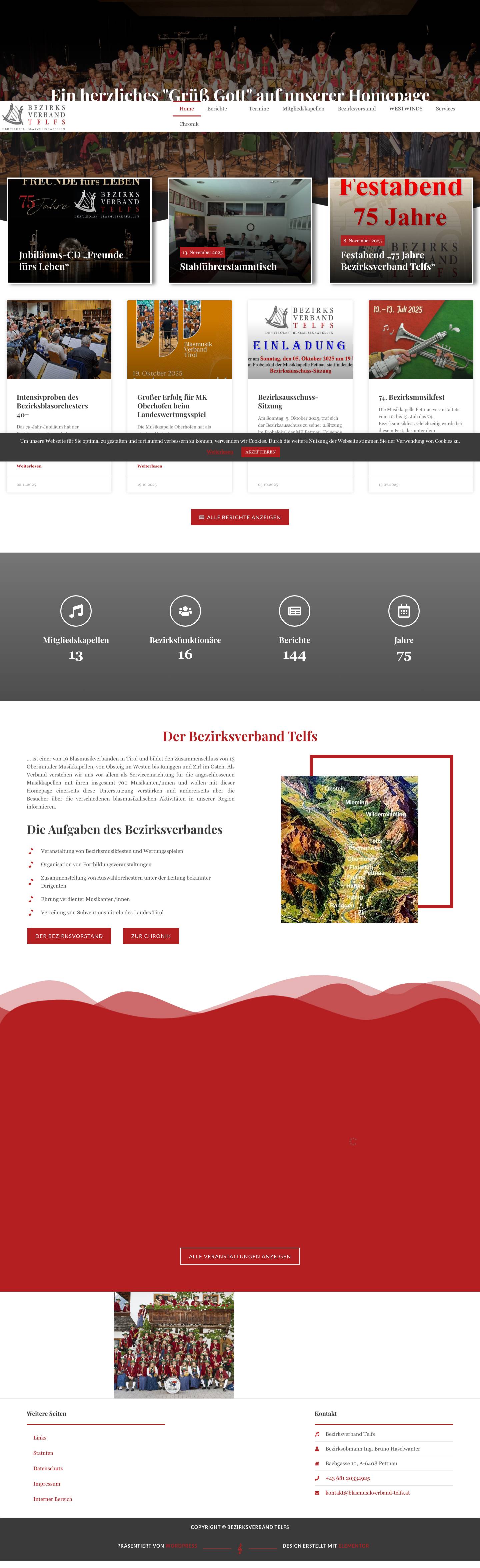 Home | Blasmusikverband Telfs - Full Screenshot