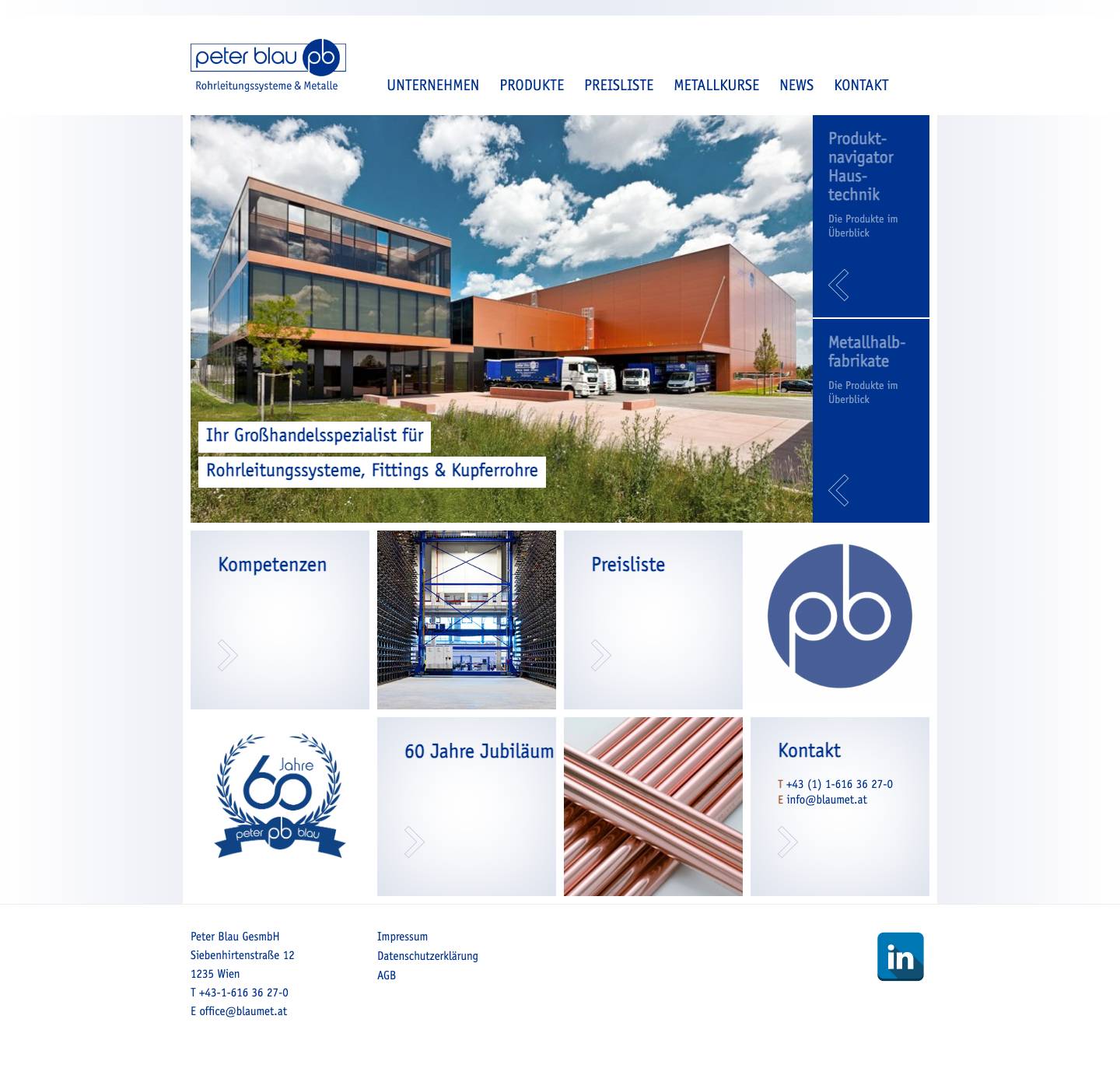 Ihr Partner für Rohrleitungssysteme & NE-Metalle: Fittings, Kupferrohre - Full Screenshot