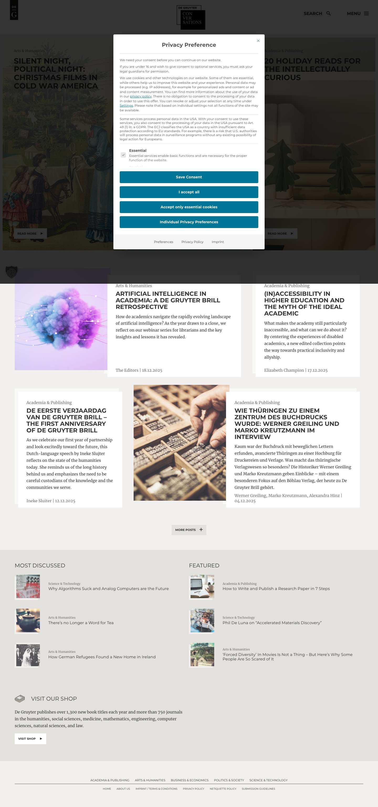 De Gruyter Conversations - Full Screenshot