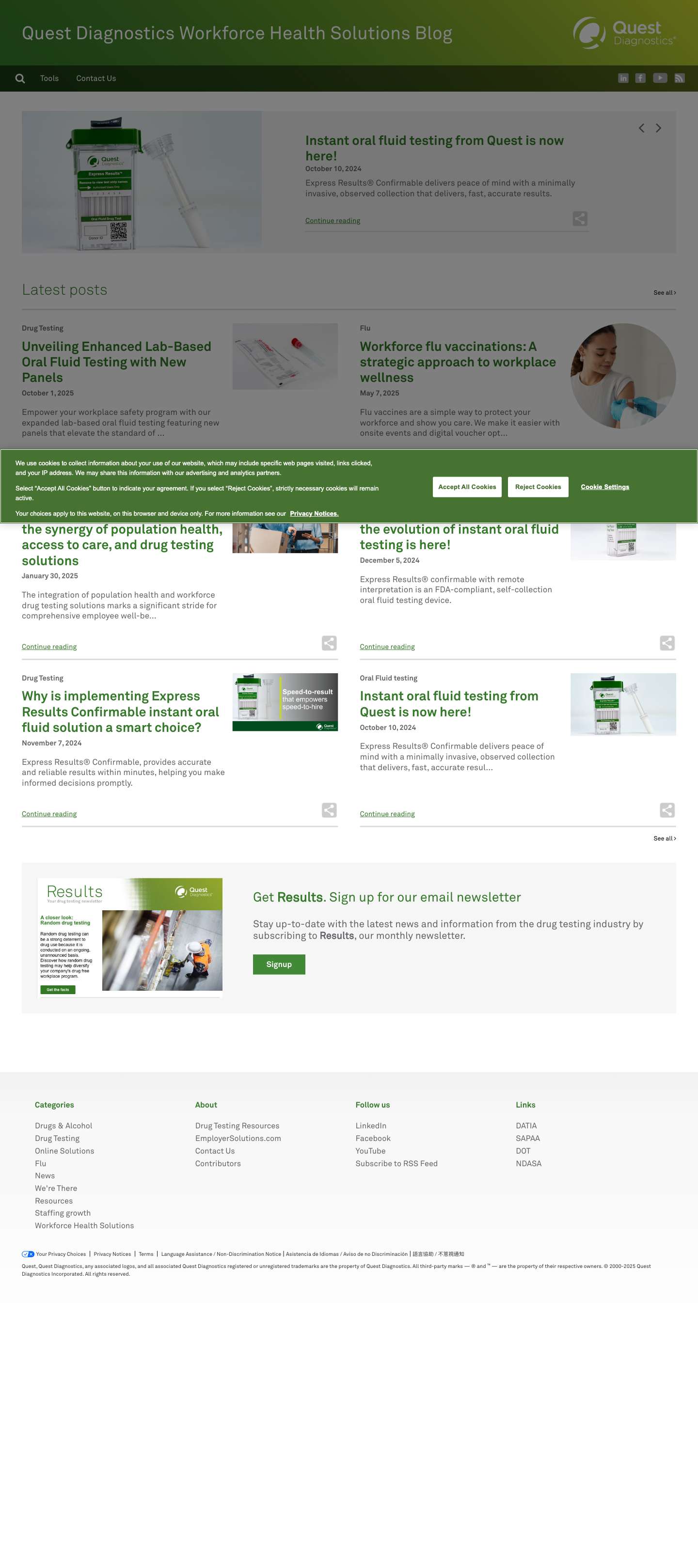 Quest Diagnostics Workforce Health Solutions Blog | Drug testing news and information from Quest Diagnostics - Full Screenshot