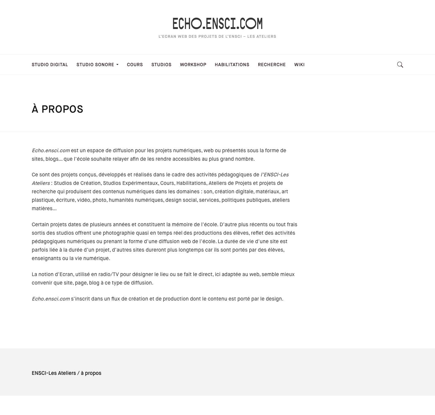 à propos - ECHO.ENSCI.COM - Full Screenshot