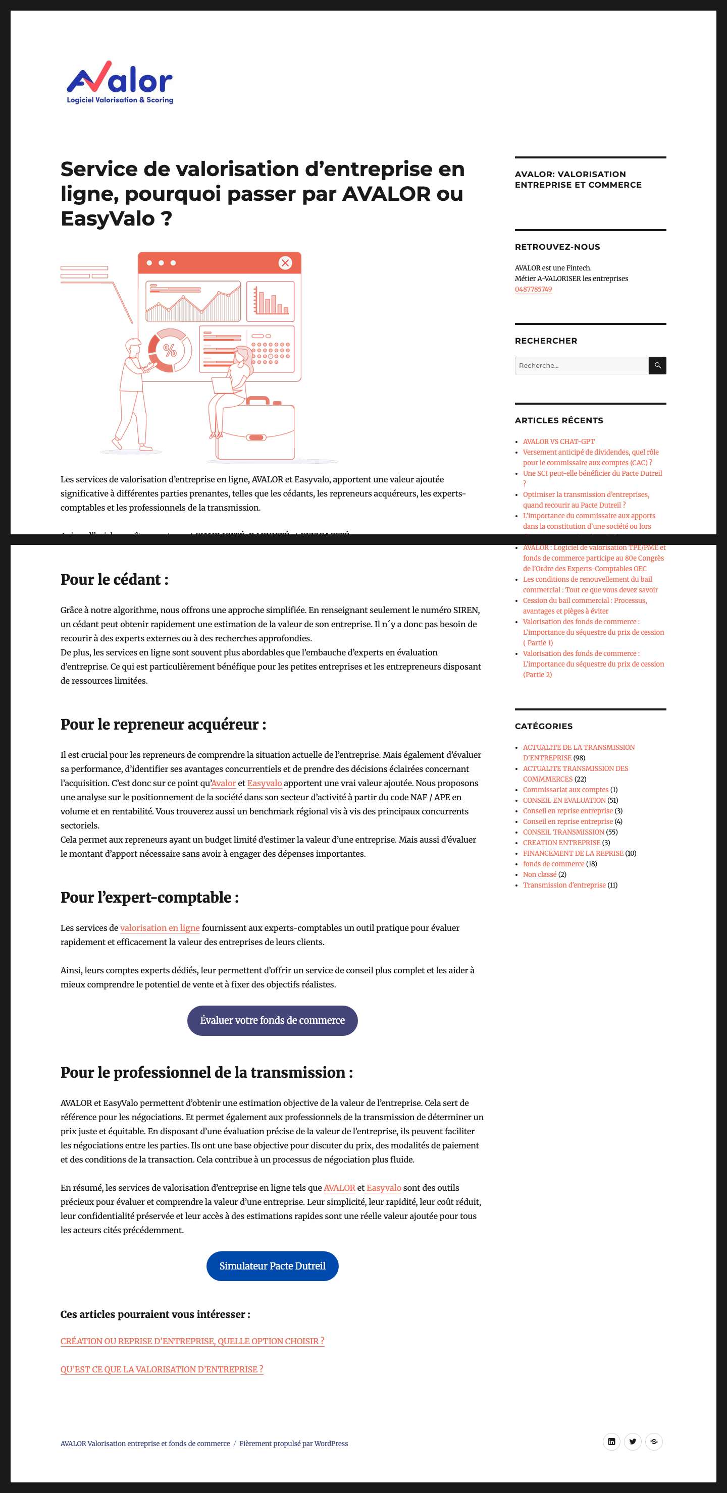 outil de valorisation en ligne - Full Screenshot