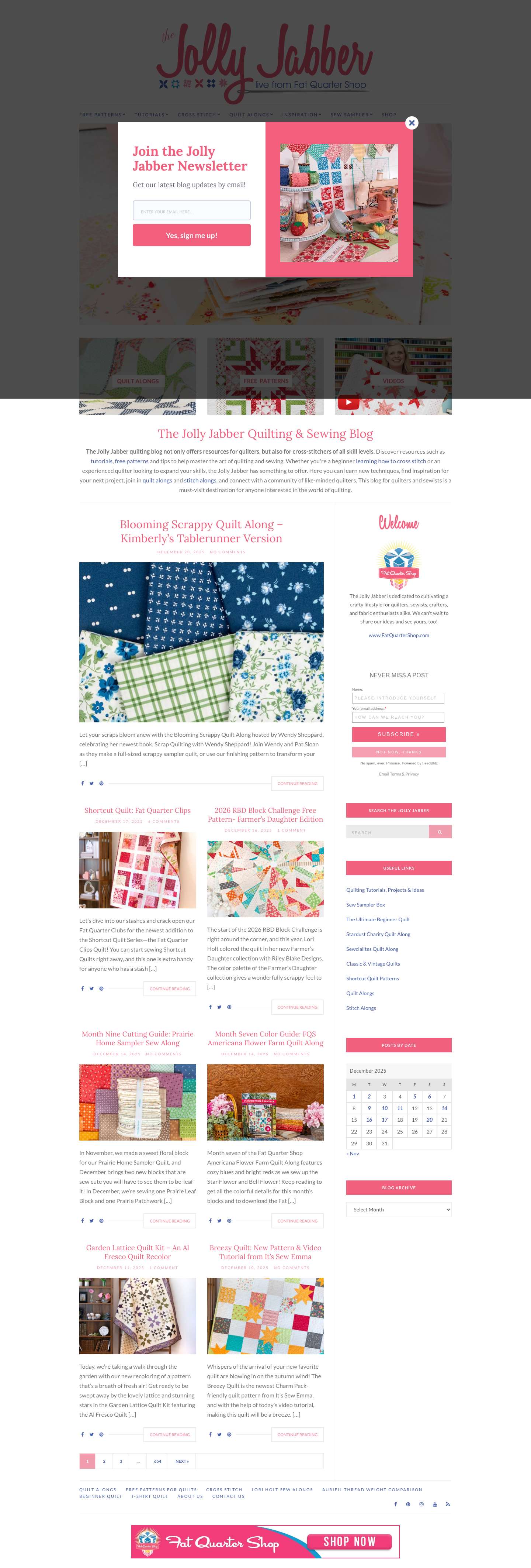 The Jolly Jabber Blog for Fabric, Quilting, and Cross Stitch Enthusiasts by Fat Quarter Shop - Full Screenshot
