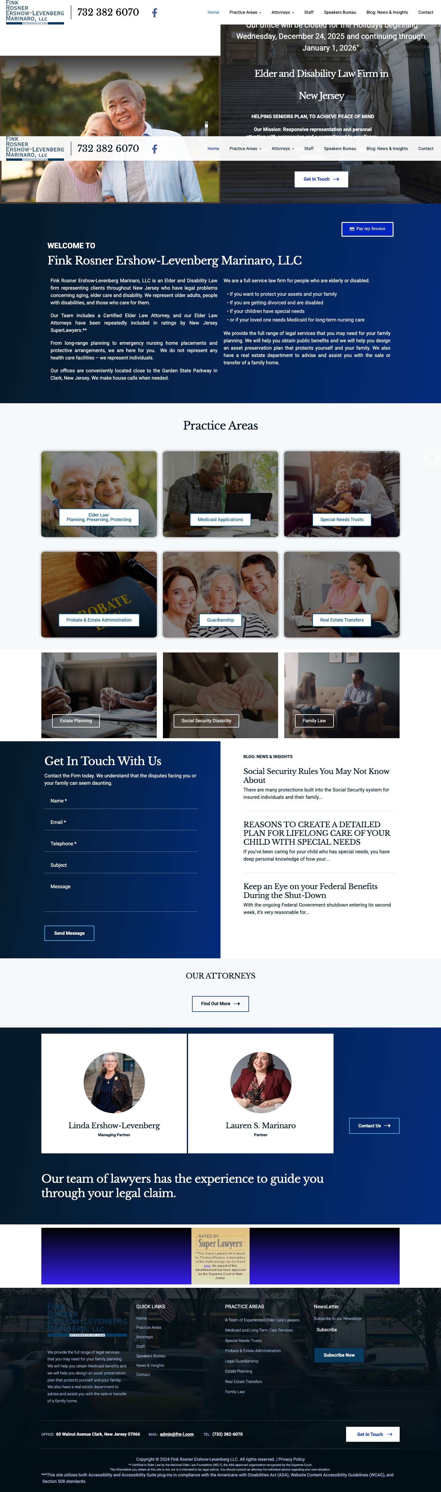 Fink Rosner Ershow-Levenberg: Elder Law & Medicaid Planning - Full Screenshot