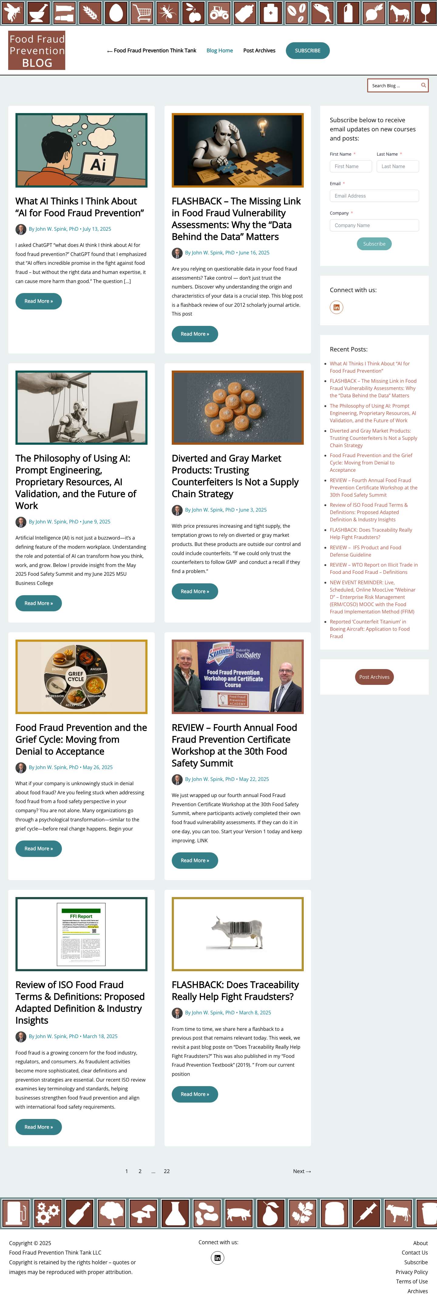 Food Fraud Prevention Think Tank Blog - Full Screenshot