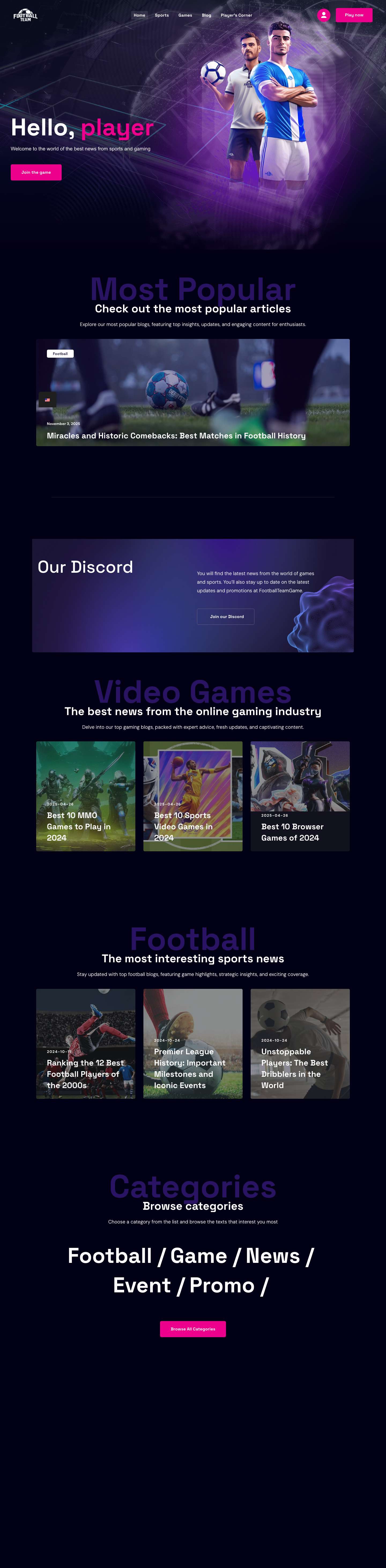 Home - Football Team Game - Full Screenshot