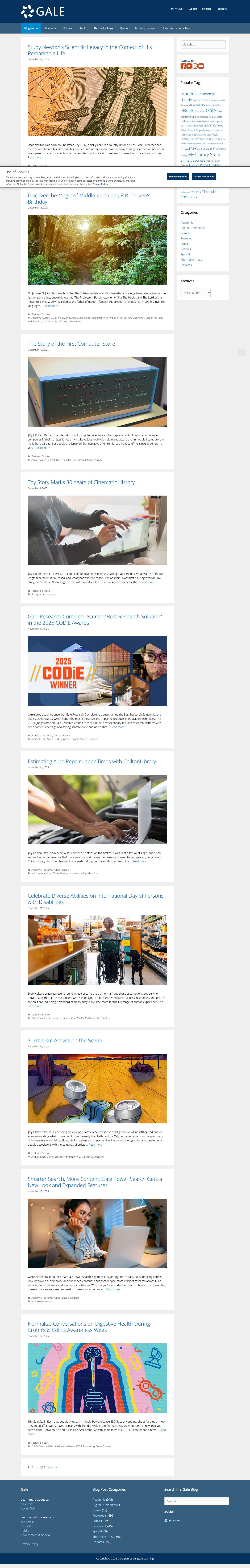 Gale Blog: Library & Educator News | K12, Academic & Public | The Gale Blog features product updates, library and educator news, advancements in academic research, public library insights & more. Click to read. - Full Screenshot