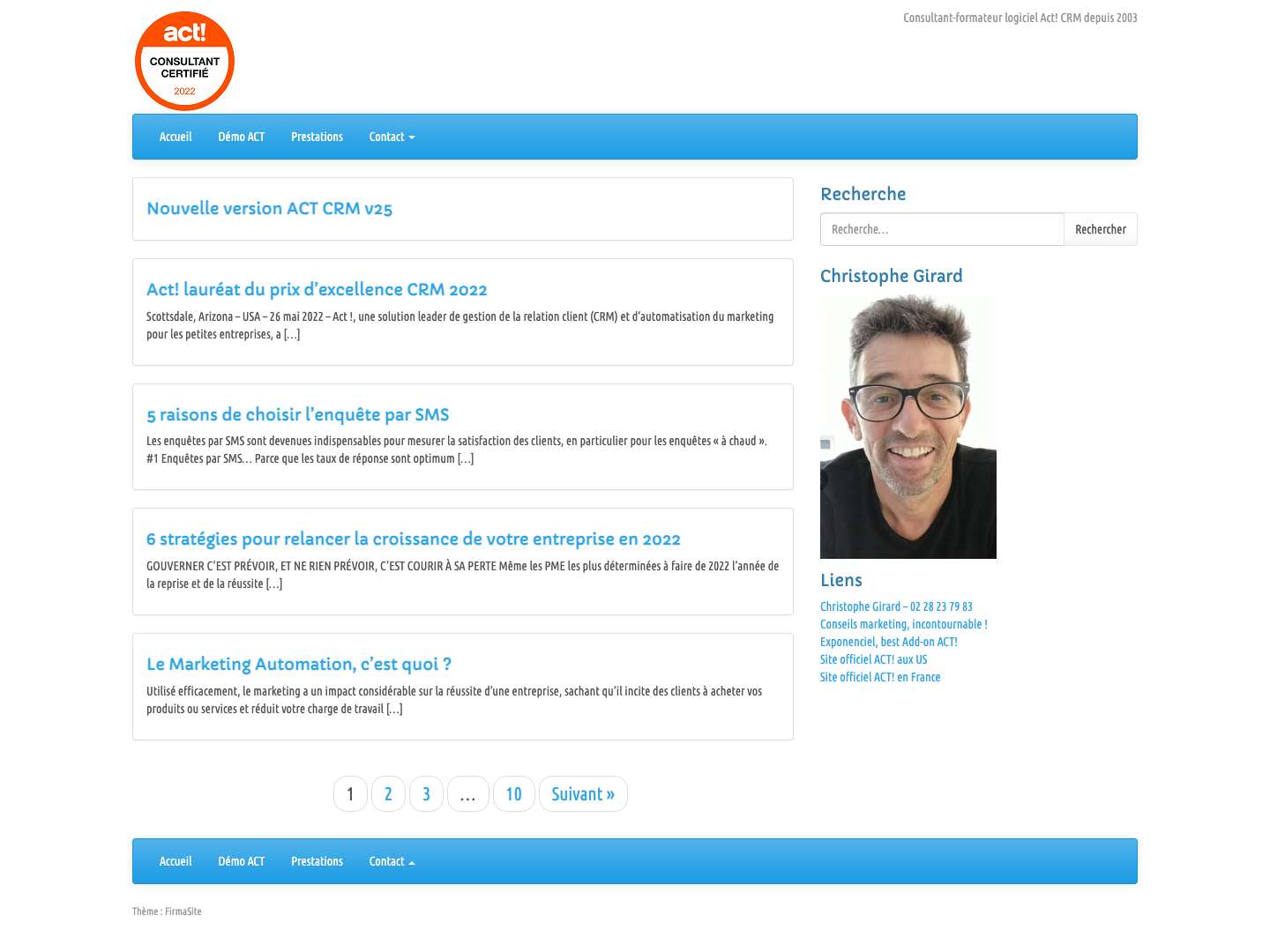 Le blog des utilisateurs Act! CRM - Consultant-formateur logiciel Act! CRM depuis 2003 - Full Screenshot