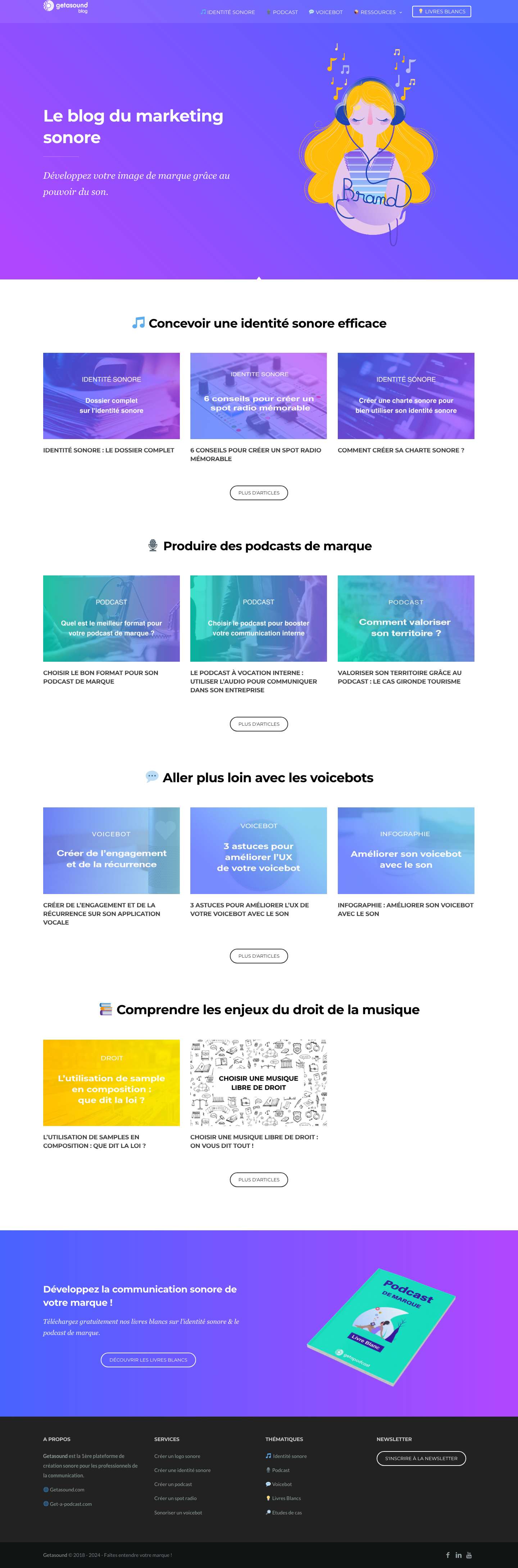Marketing sonore & tendances branding sur le blog de Getasound - Full Screenshot