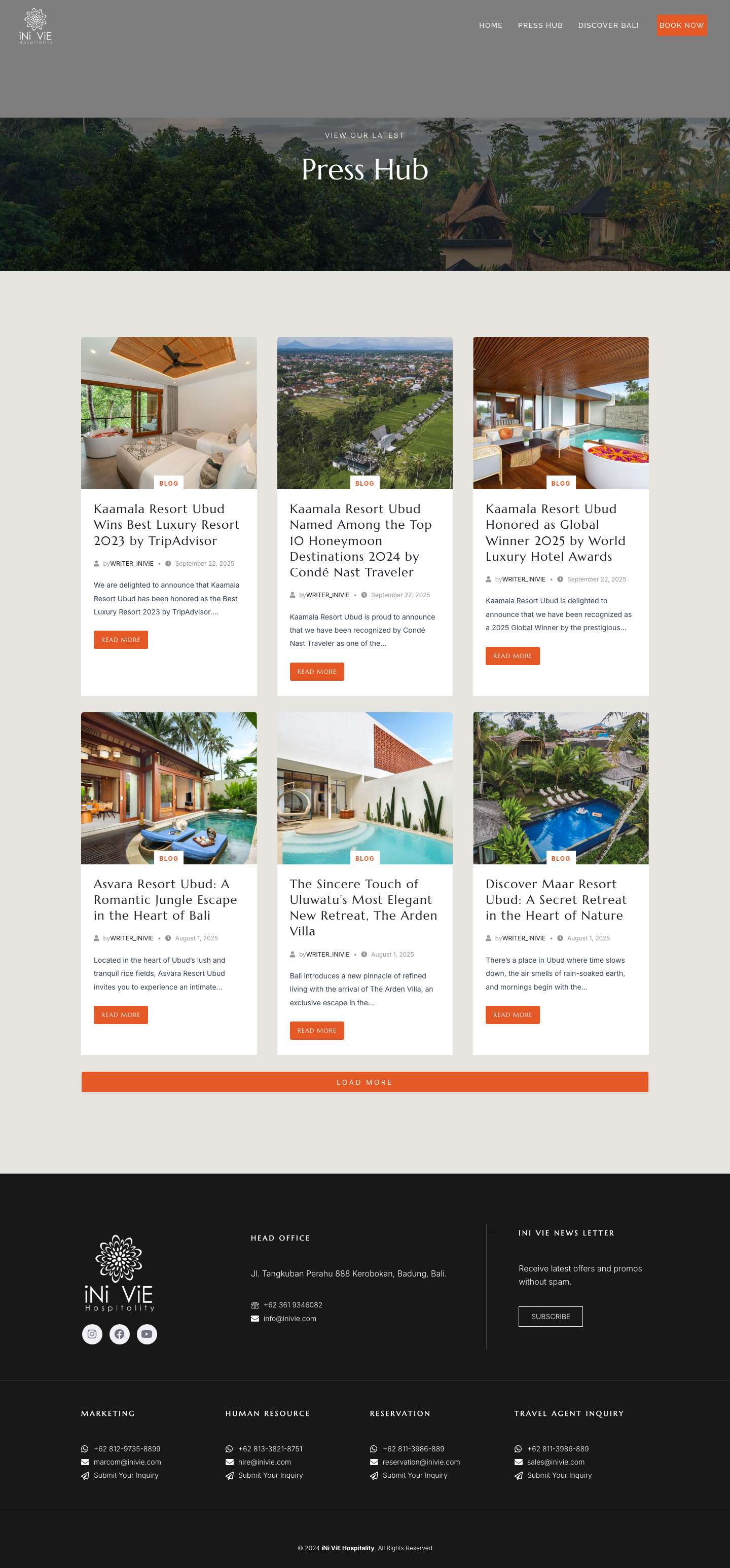 Press Hub - Blog | iNi ViE Hospitality - Resort and Villa Management & Consultant in Bali - Full Screenshot