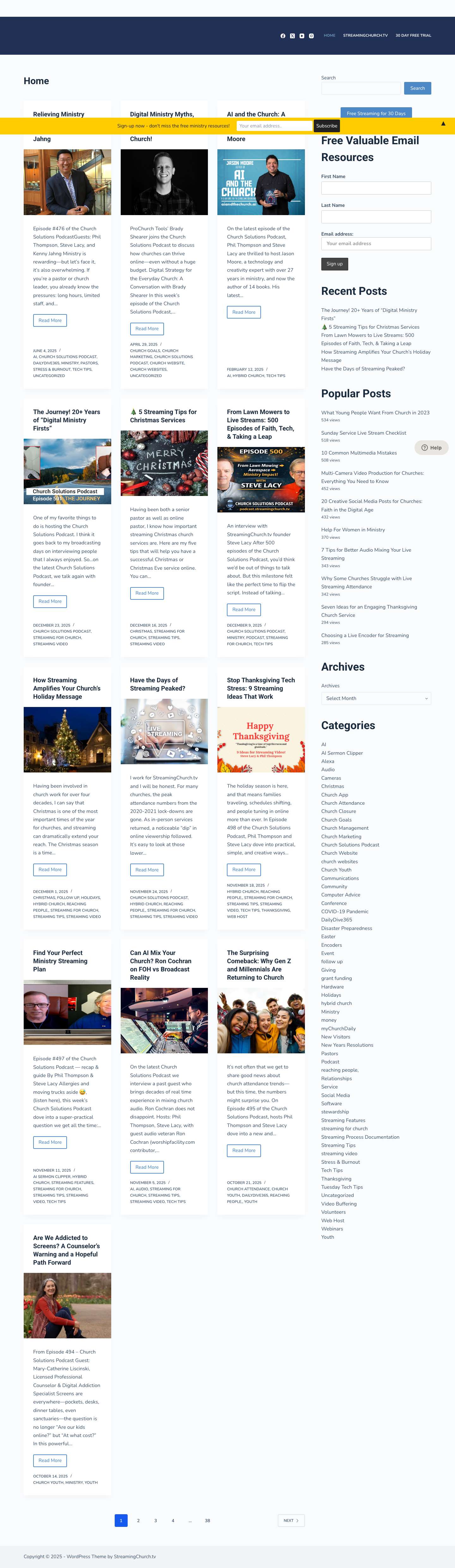 StreamingChurch.tv Blog – Start Streaming Services on Your Website As Soon As This Sunday - Full Screenshot
