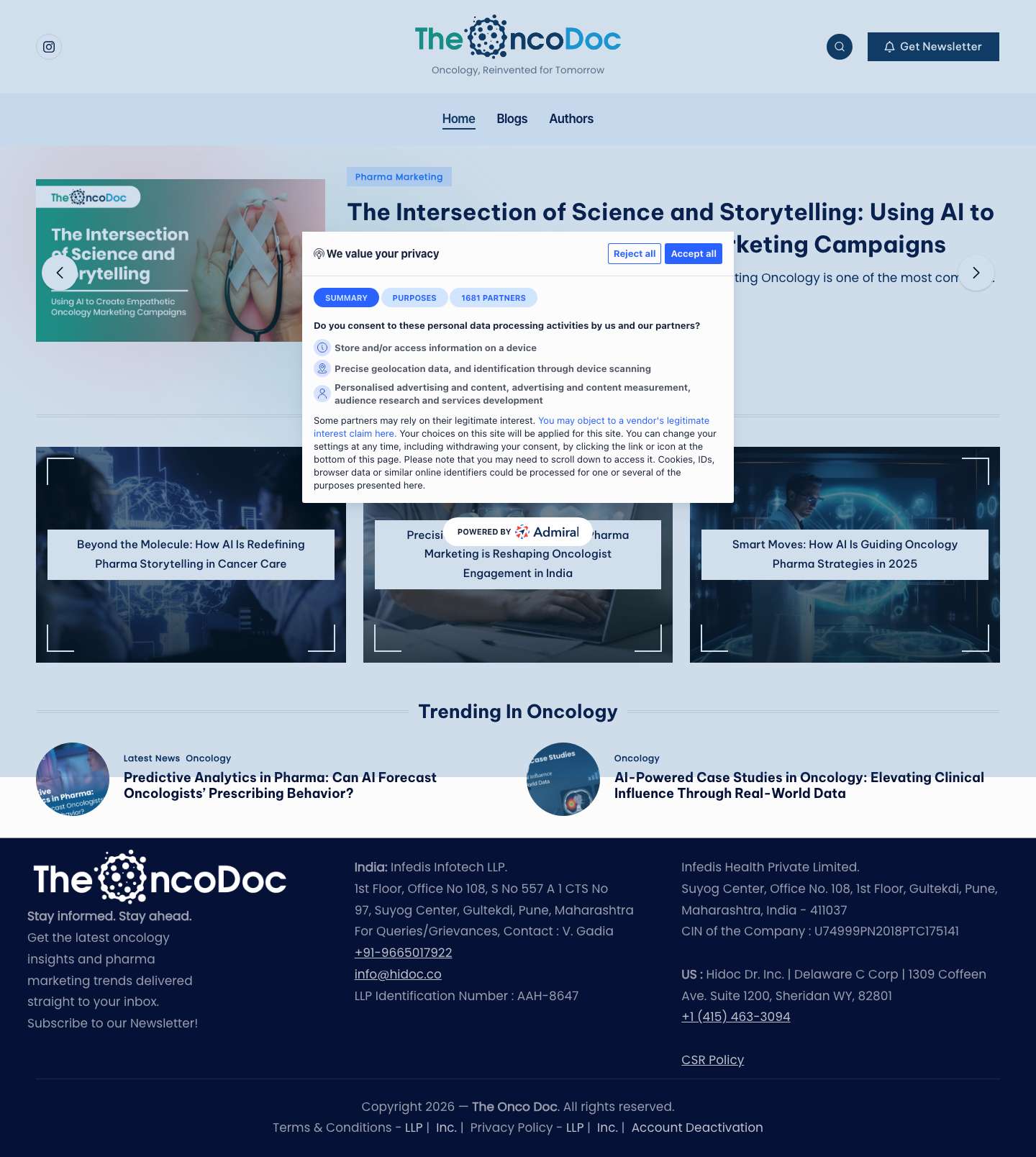 The OncoDoc | AI-Driven Oncology Insights & Real-World Data - Full Screenshot