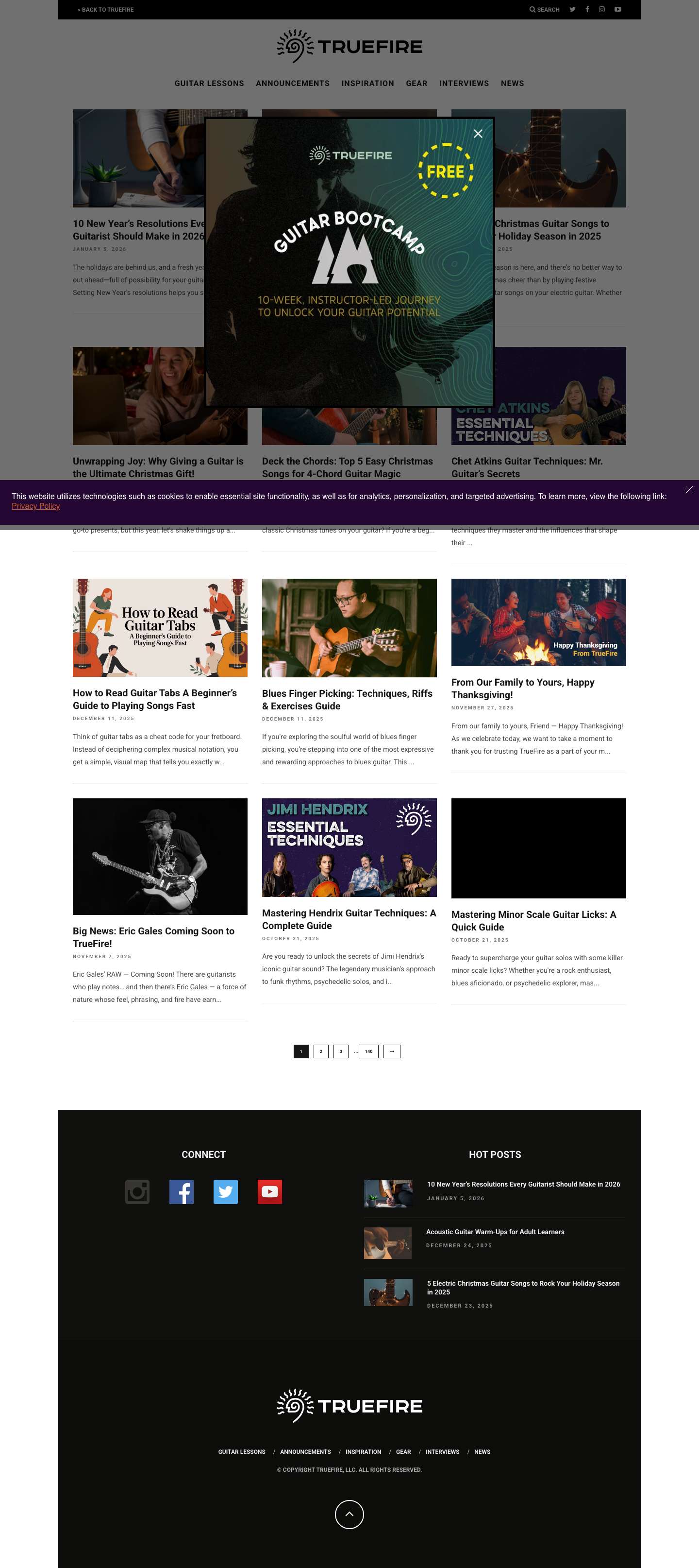 TrueFire Blog - Guitar Lessons - Full Screenshot