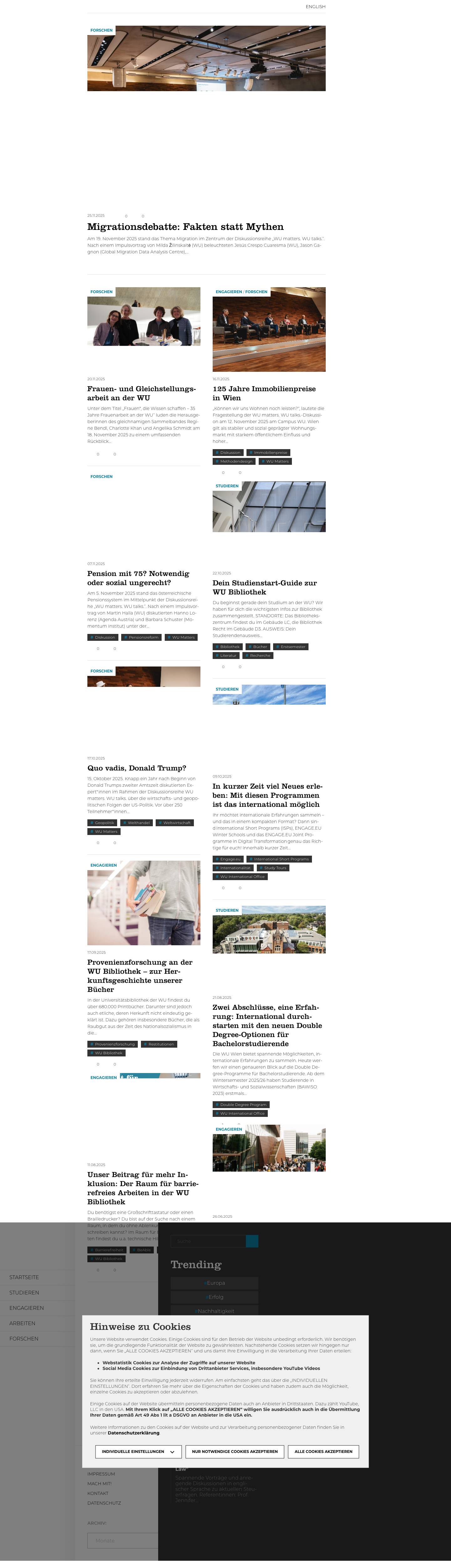 Startseite - WU BlogWU Blog | Herzlich willkommen auf dem WU-Blog! Hier findet ihr eine Reihe an Blogbeiträgen von Studierenden, ForscherInnen, Lehrenden, Alumni und MitarbeiterInnen – mach mit! - Full Screenshot