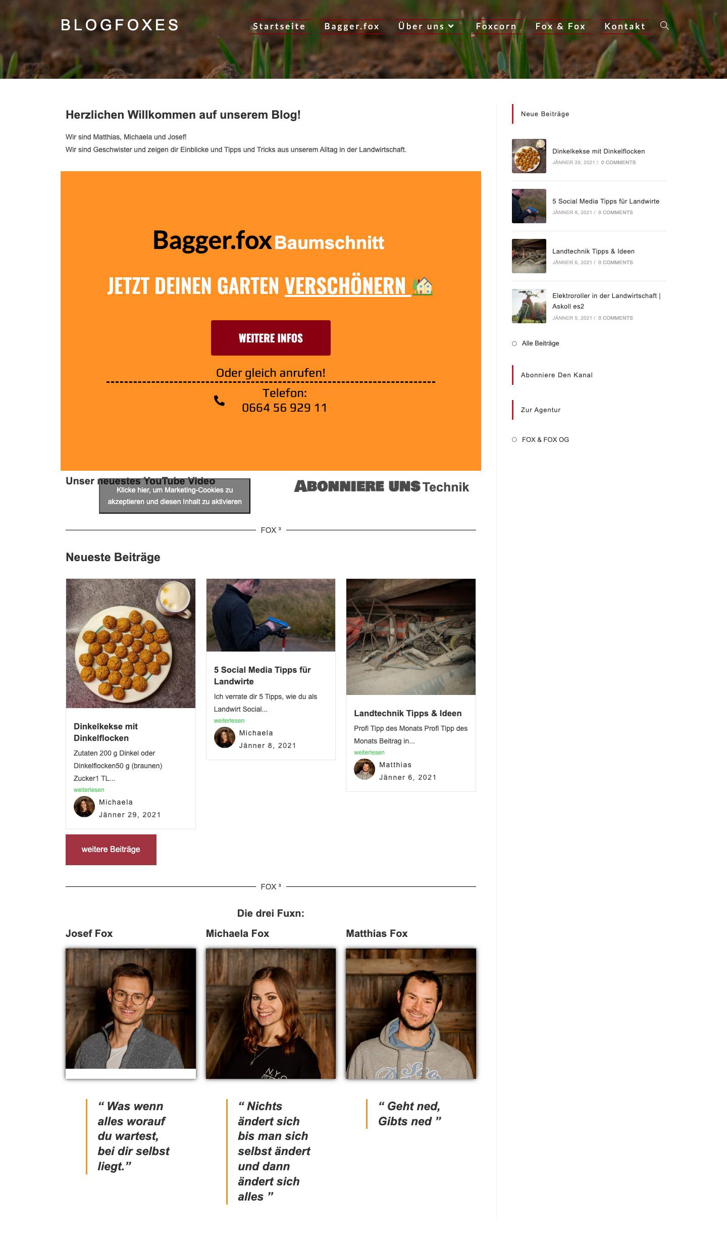 Landwirtschafts BLOG Startseite | BLOGFOXES - Full Screenshot
