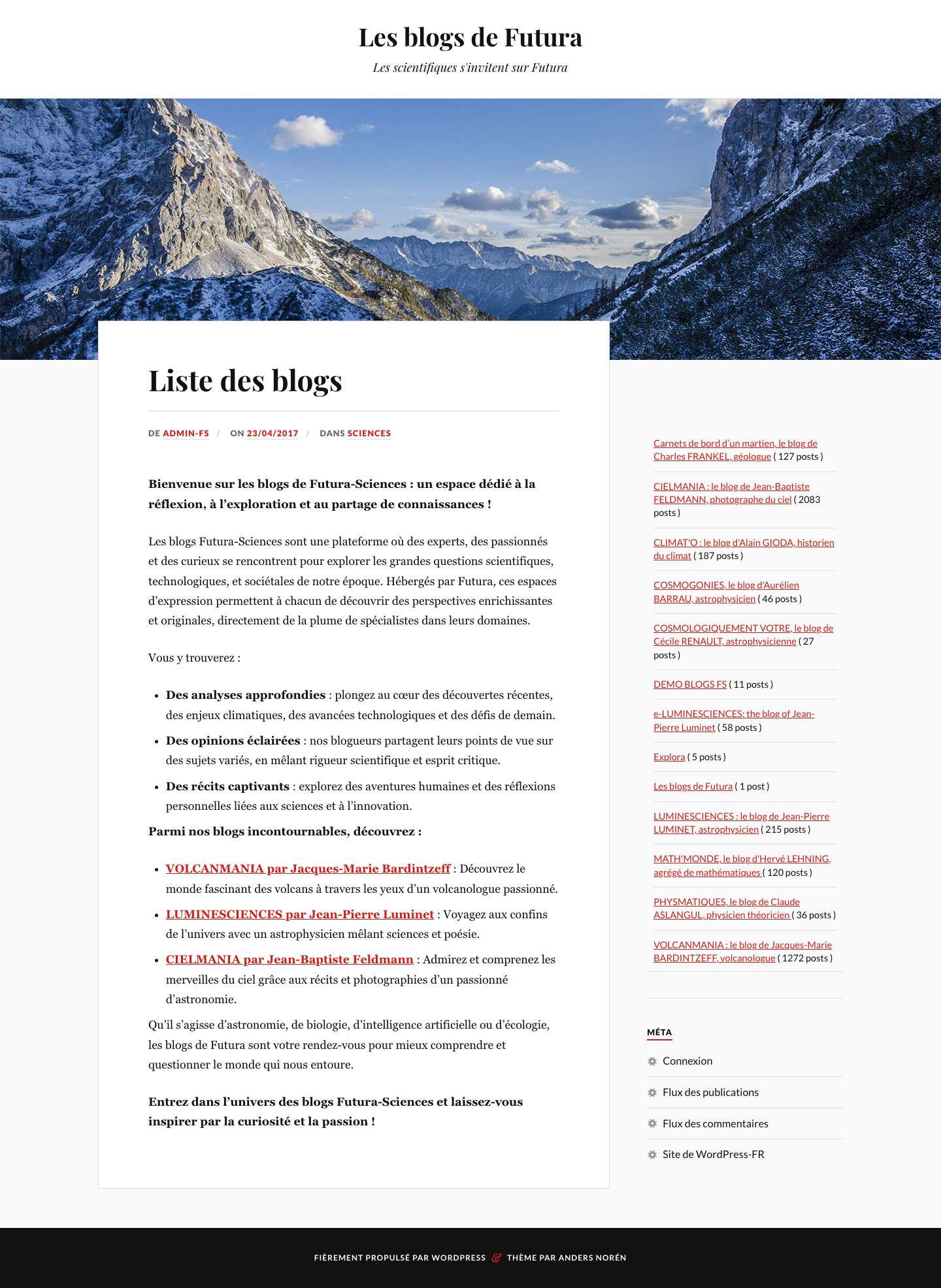 Les blogs de Futura - Les scientifiques s'invitent sur Futura - Full Screenshot