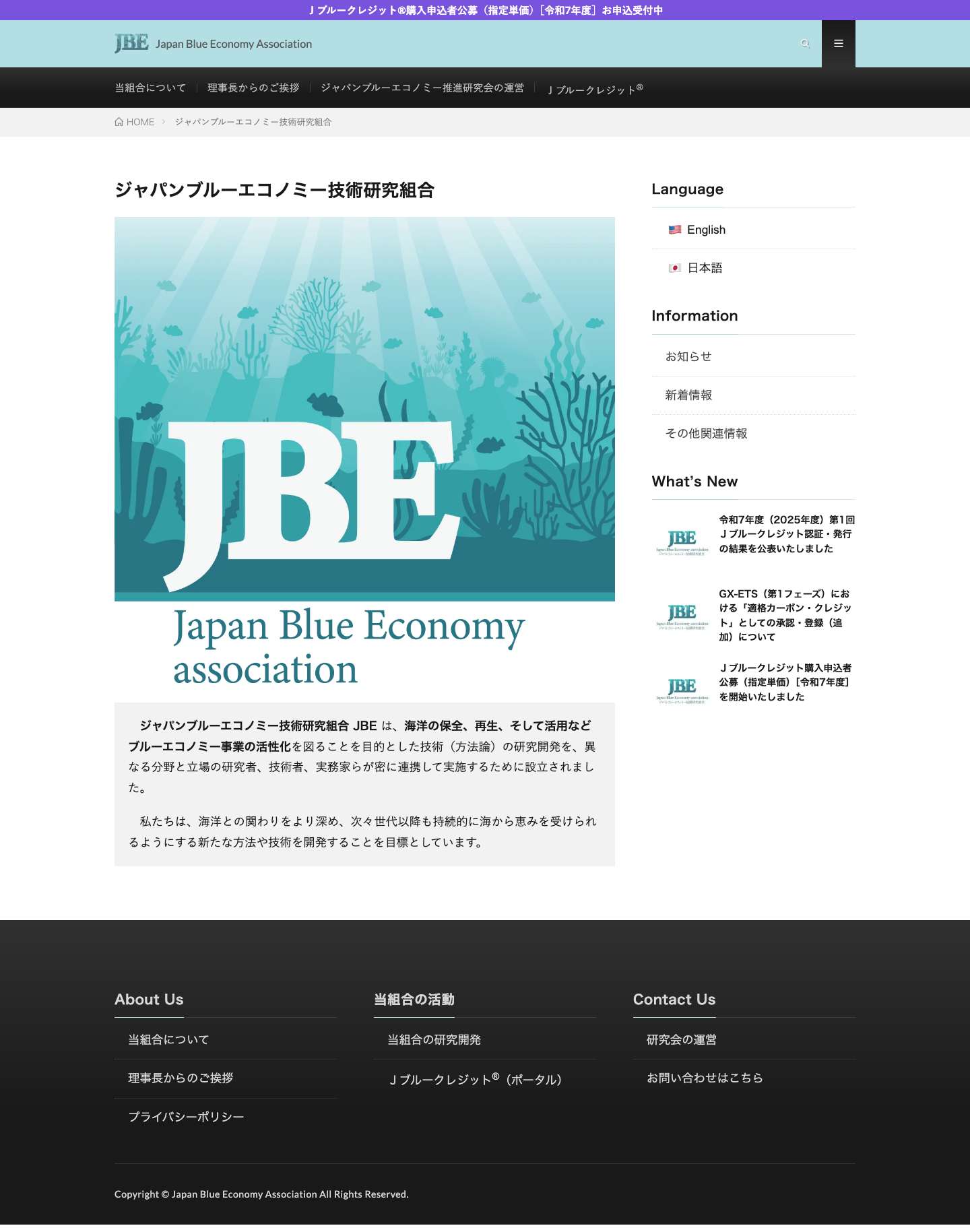 ジャパンブルーエコノミー技術研究組合 - Full Screenshot