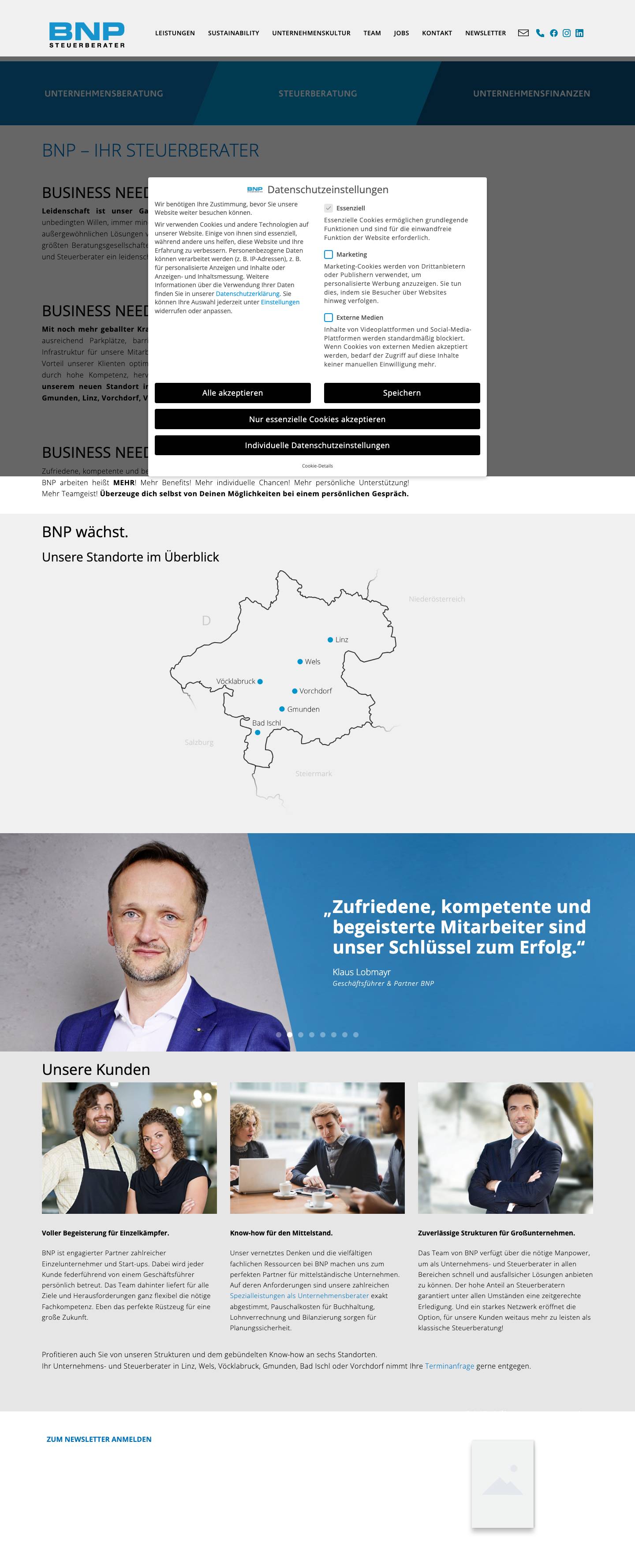 Home - BNP - Ihr Steuerberater für Österreich - Full Screenshot