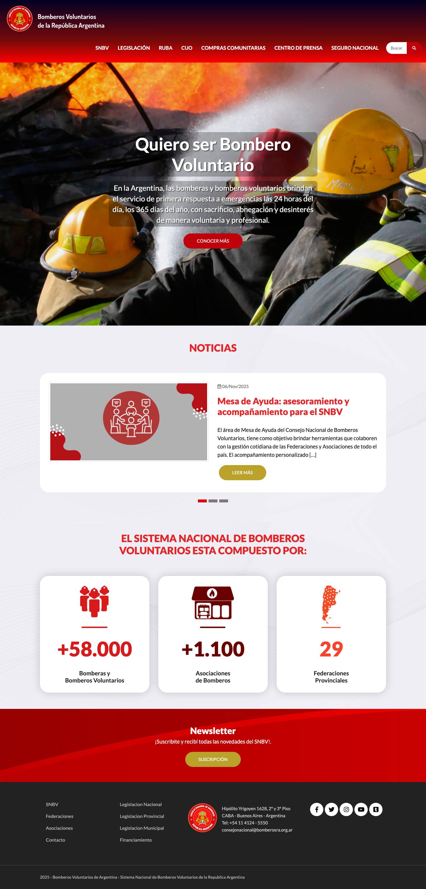 Bomberos Voluntarios de Argentina - Sistema Nacional de Bomberos Voluntarios de la Republica Argentina - Full Screenshot