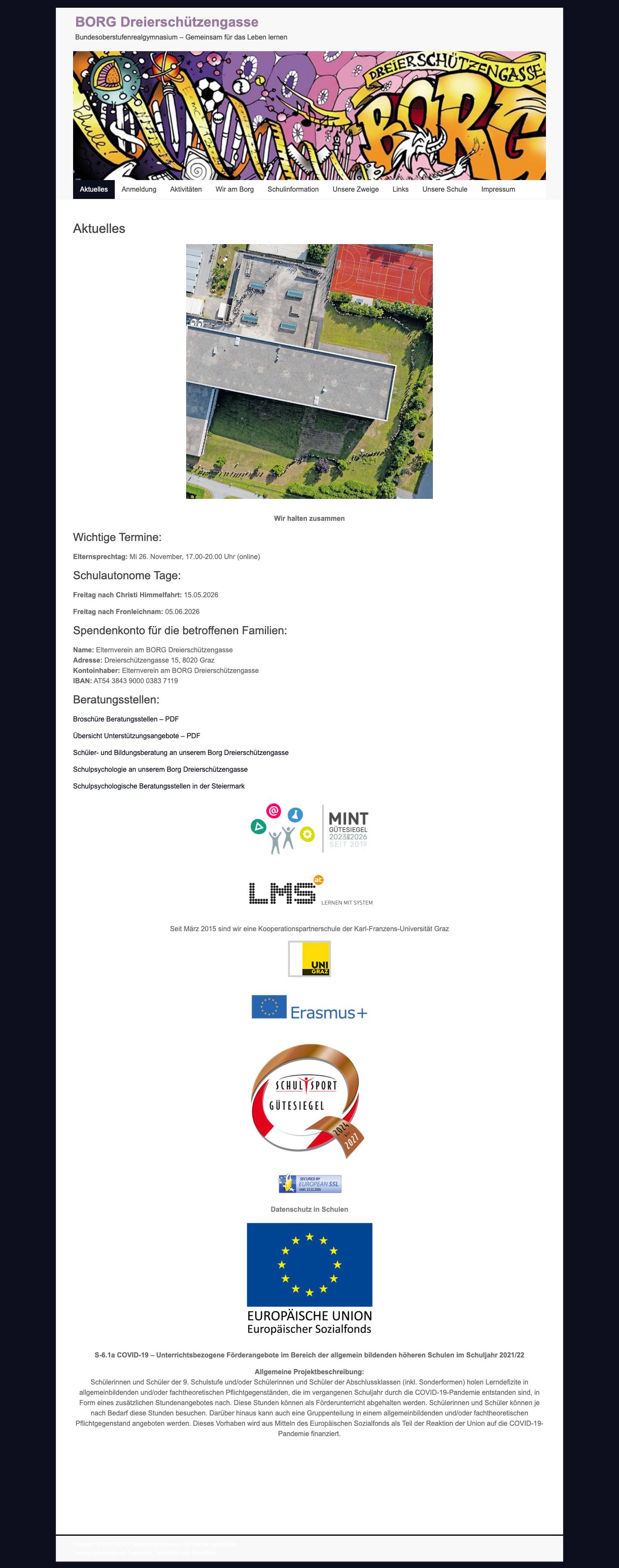 BORG Dreierschützengasse – Bundesoberstufenrealgymnasium – Gemeinsam für das Leben lernen - Full Screenshot