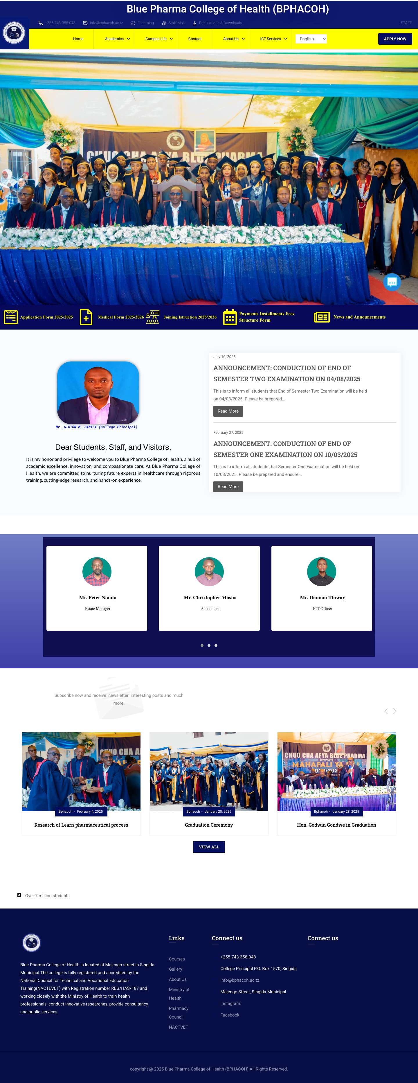 BLUE PHARMA COLLEGE OF HEALTH (BPHACOH) – Self-Control, Conscientiousness and Excellence - Full Screenshot