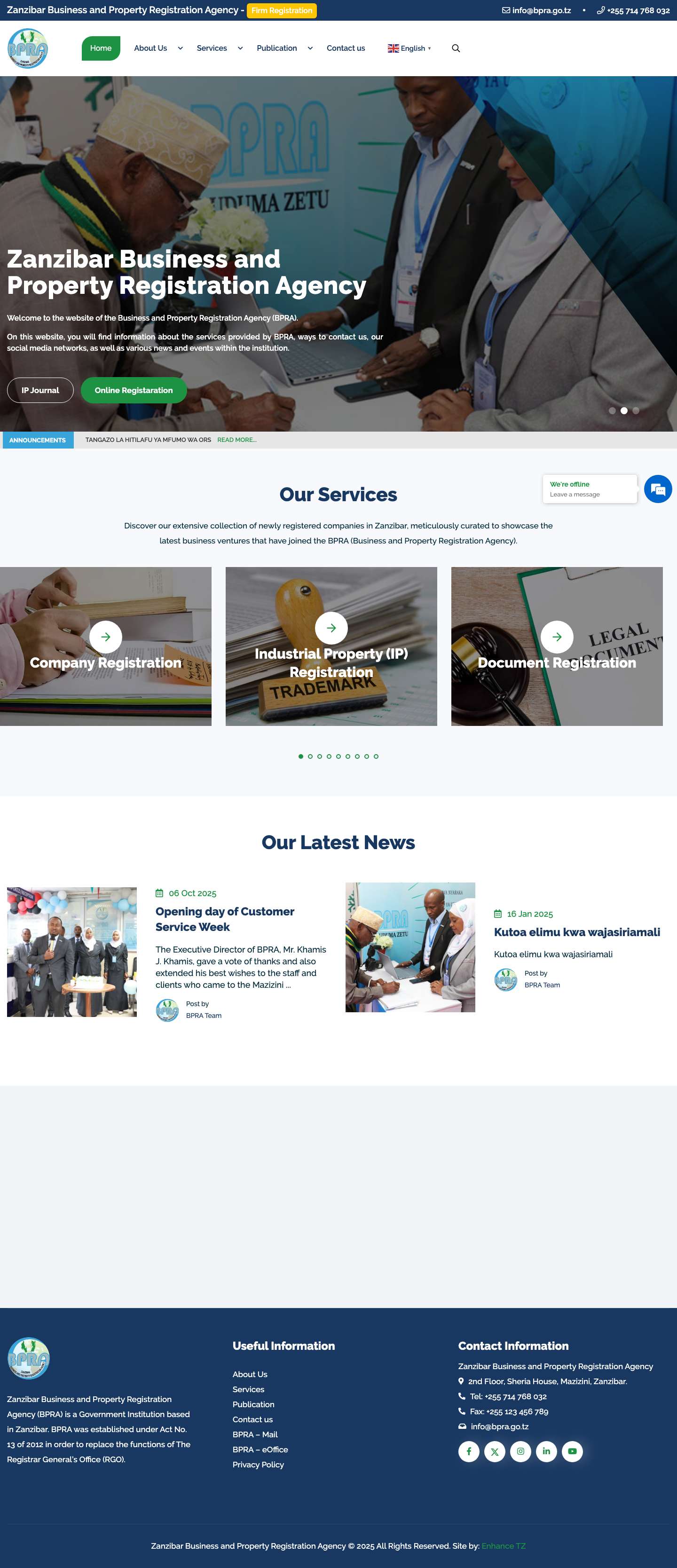 Zanzibar Business and Property Registration Agency – BPRA - Full Screenshot