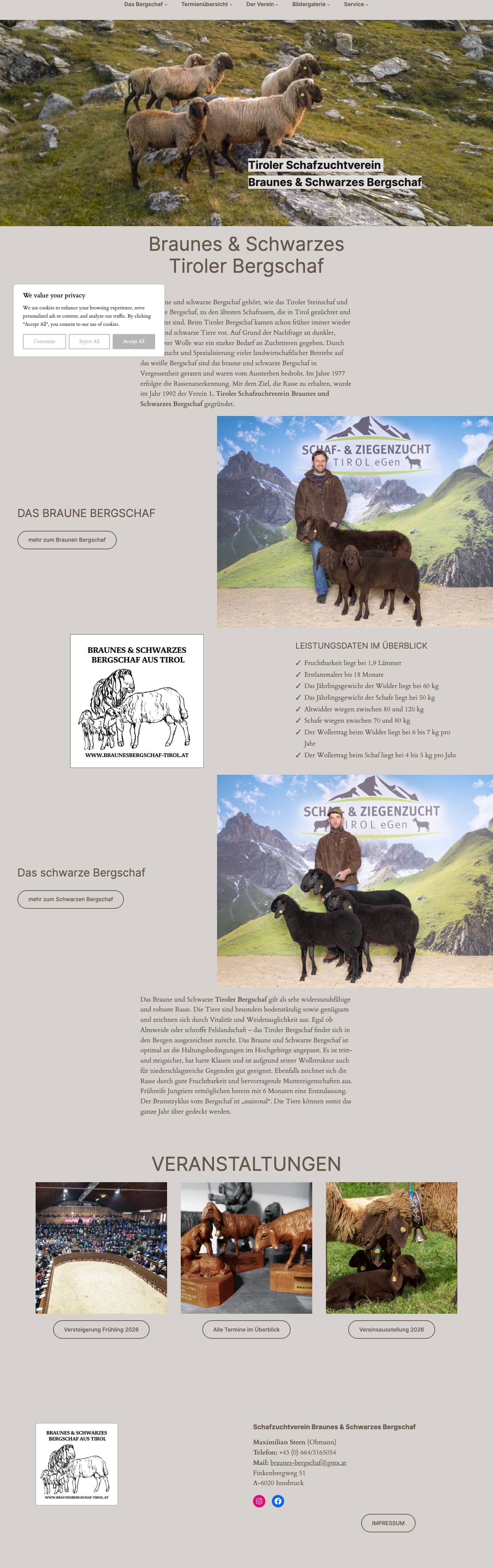 Schafzuchtverein Braunes & Schwarzes Bergschaf - Full Screenshot