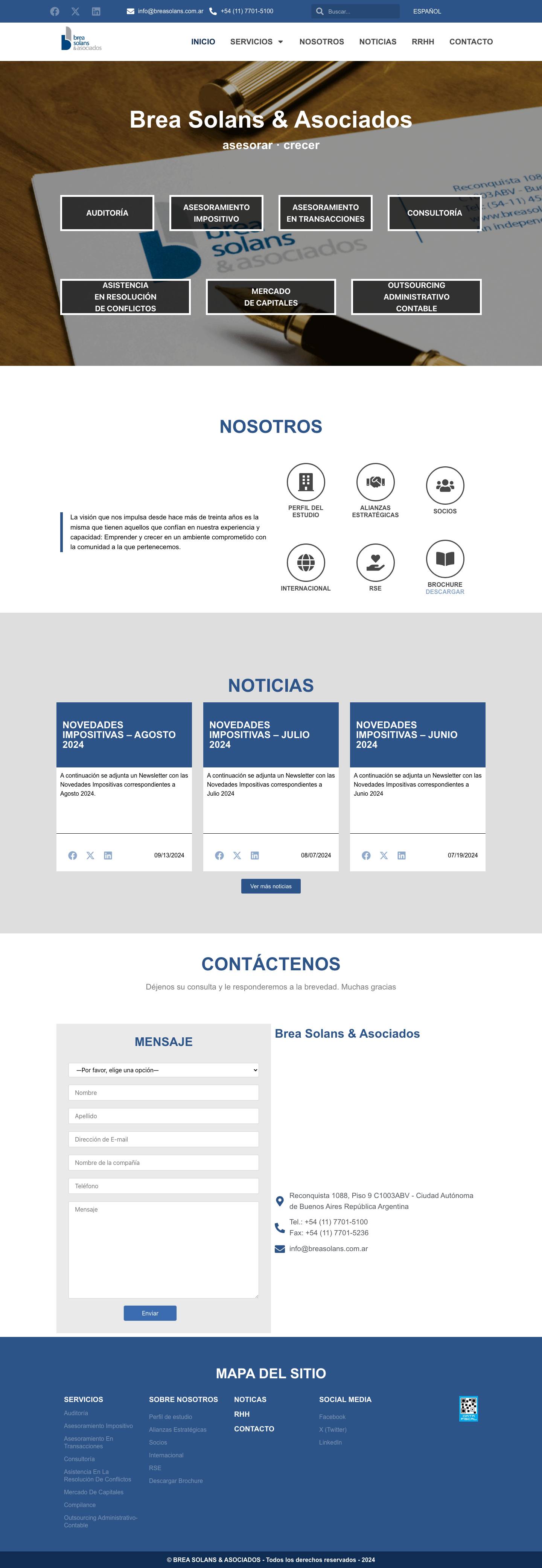 Inicio - Brea Solans & Asociados - Full Screenshot
