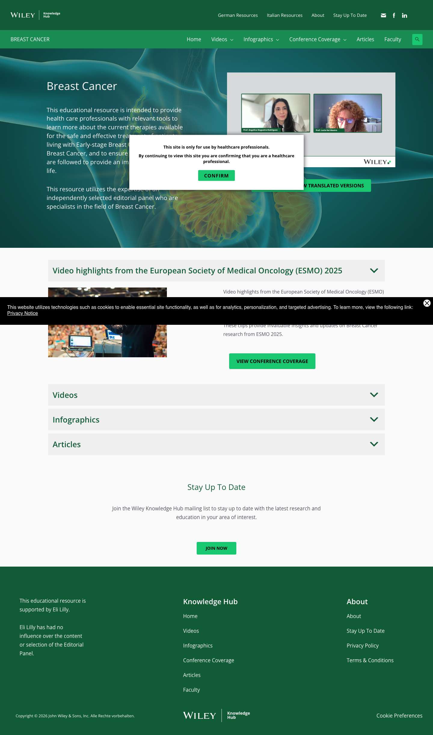 Home - Breast Cancer Resources for Healthcare Professionals | Wiley Knowledge Hub - Full Screenshot