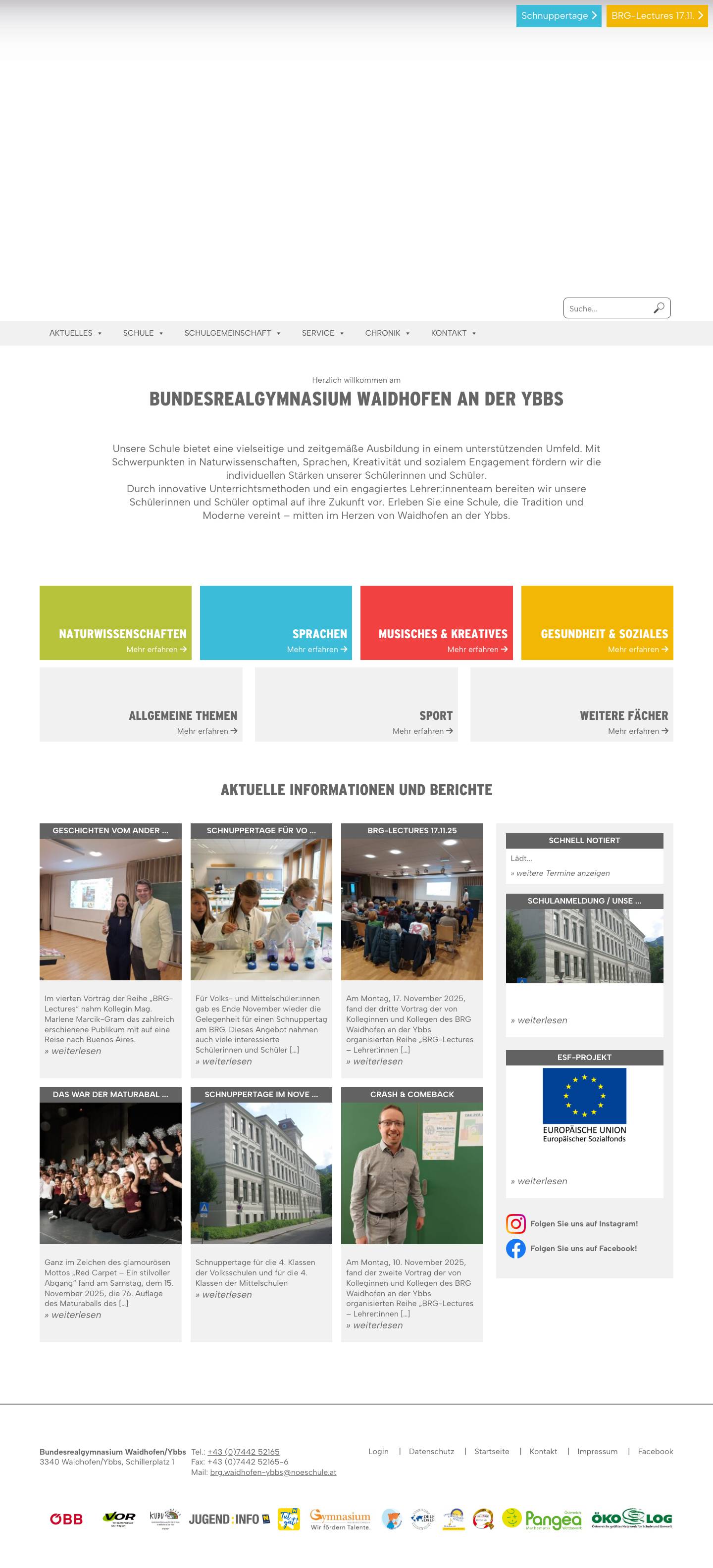 Aktuelles, Rückblick, Termine - BRG Waidhofen/Ybbs - Full Screenshot
