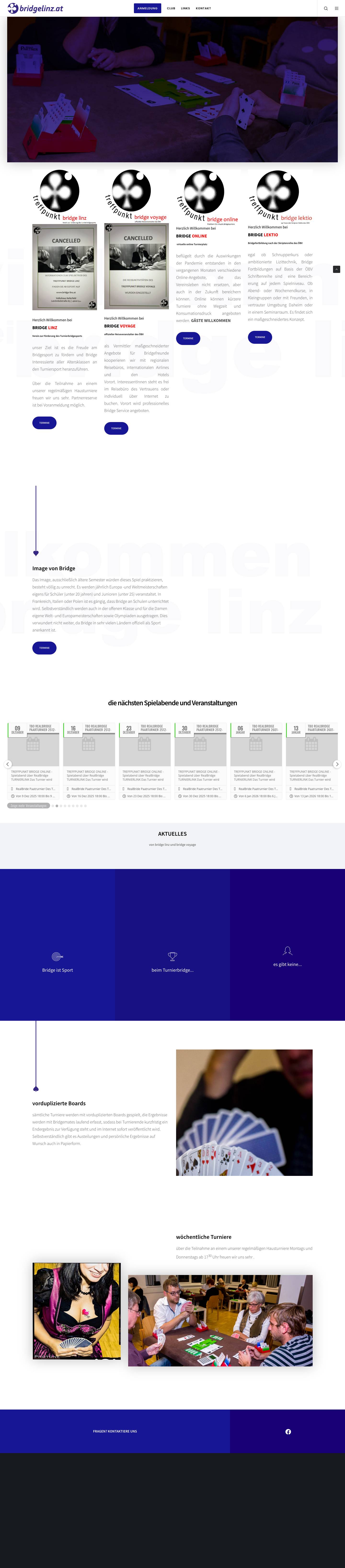 bridge linz – Verein zur Förderung des Turnierbridgesports - Full Screenshot