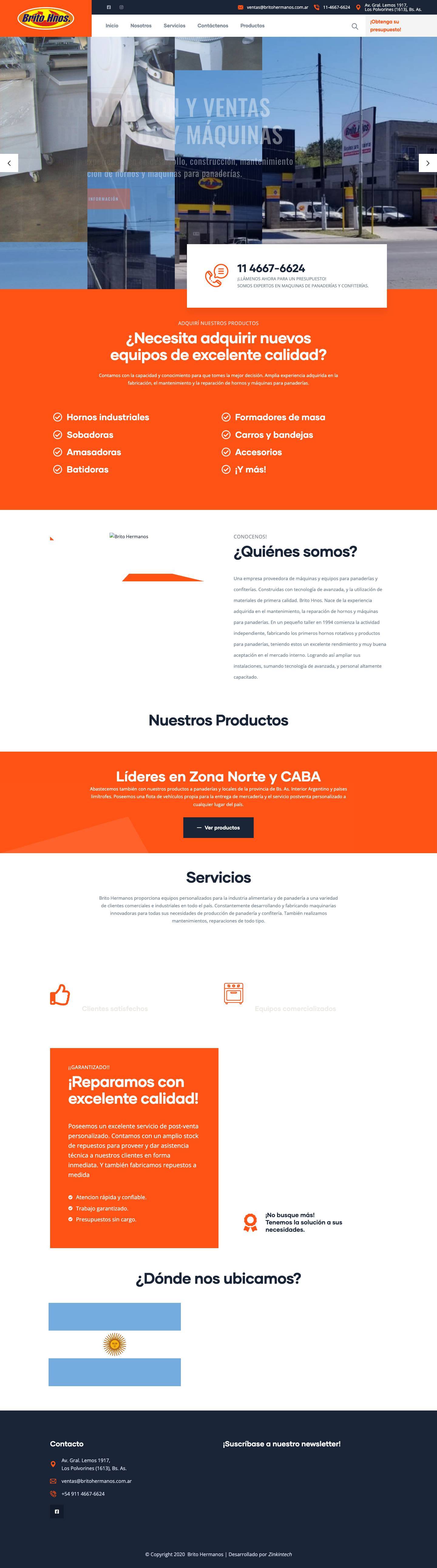 Brito Hermanos – Fábrica de Hornos de Panadería - Full Screenshot