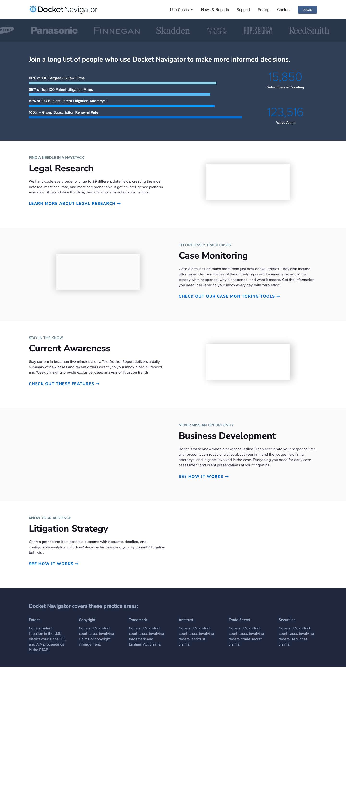 Docket Navigator – Litigation Research - Full Screenshot