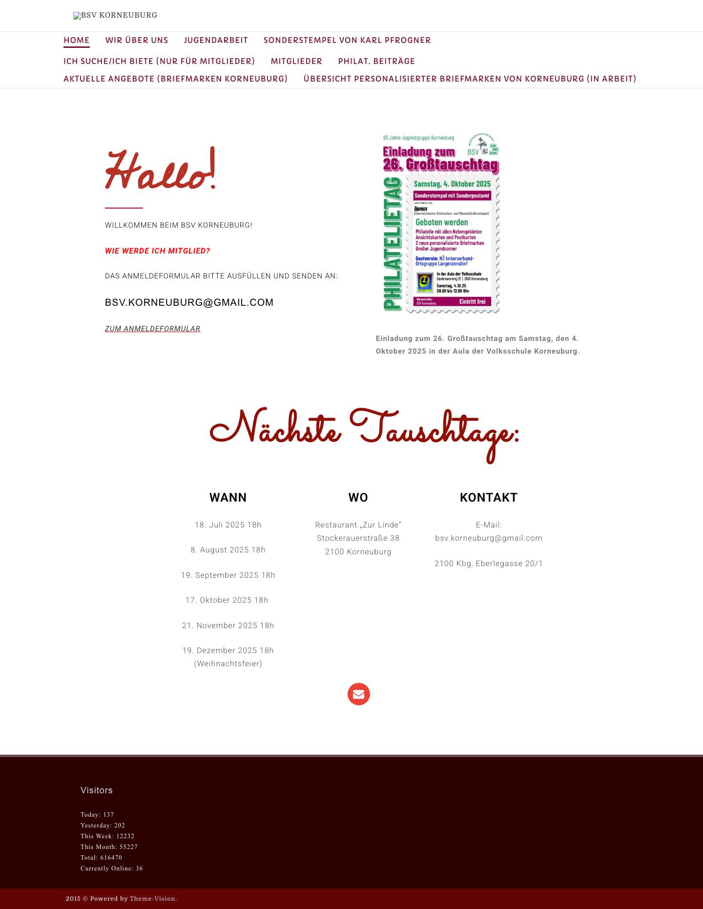 BSV KORNEUBURG – BRIEFMARKENSAMMLERVEREIN - Full Screenshot