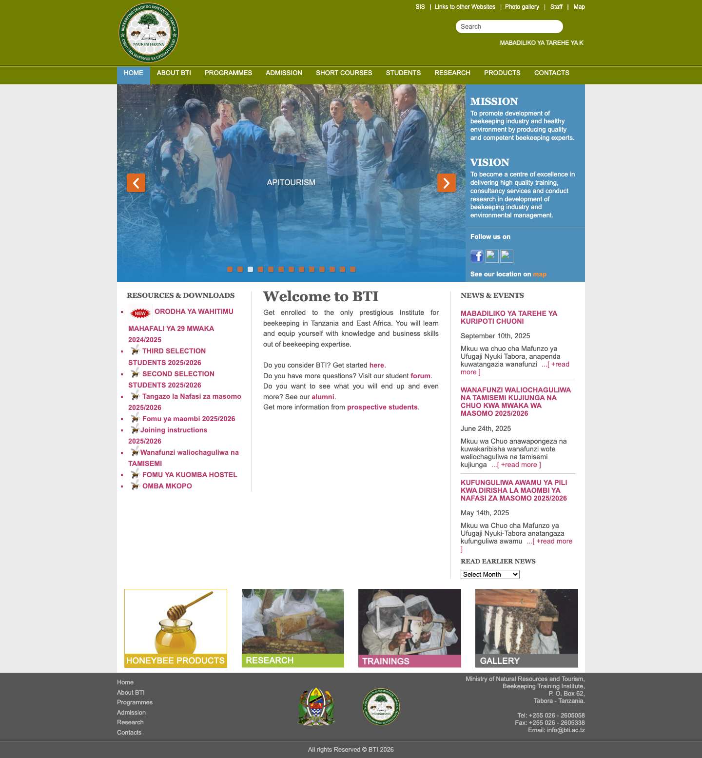 BTI | Beekeeping Training Institute - Full Screenshot