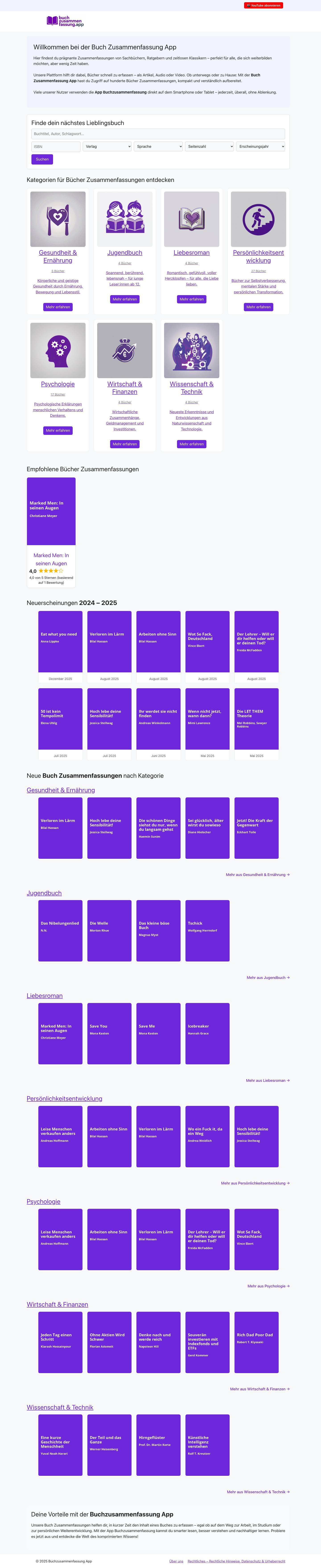 Buch Zusammenfassung App – Bücher kompakt als Text & AudioBuchzusammenfassung App – Buchzusammenfassung App - Full Screenshot