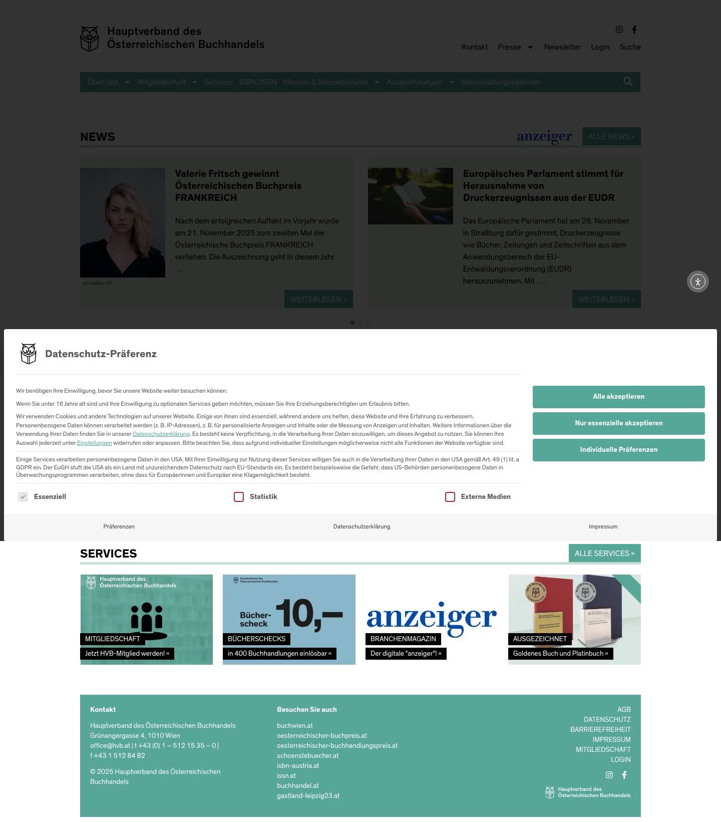 Hauptverband des österreichischen Buchhandels - Full Screenshot