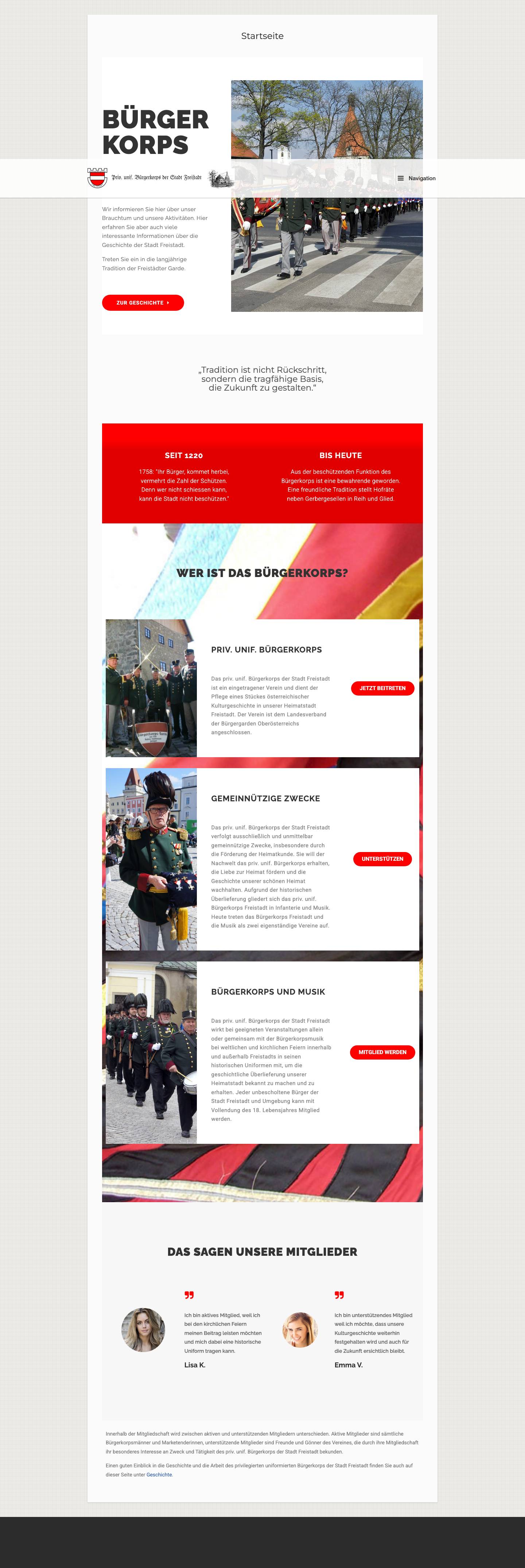 Bürgerkorps Freistadt – Stadtwehr | kultureller Verein - Full Screenshot