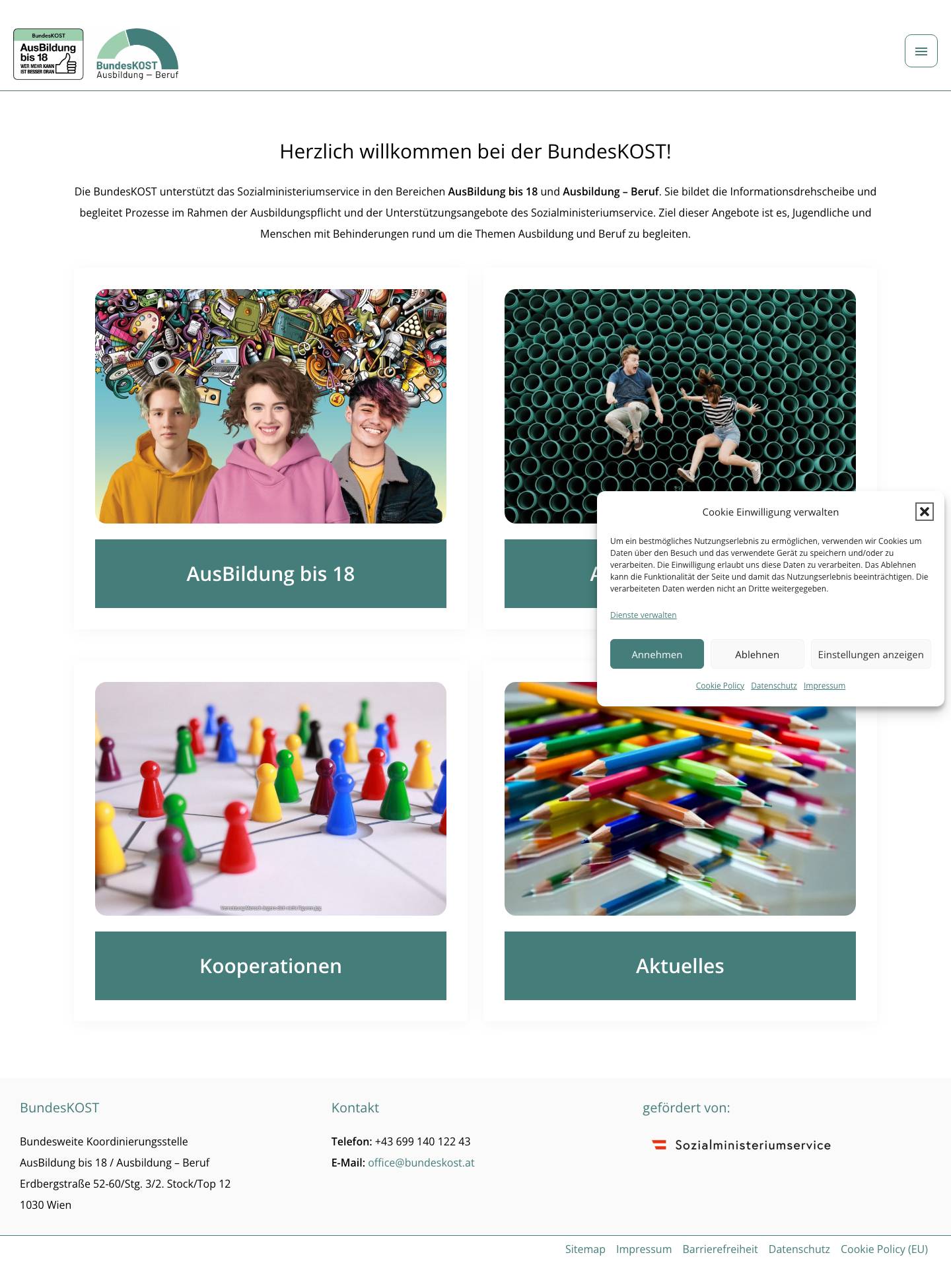 BundesKOST › Bundesweite Koordinierungsstelle - AusBildung bis 18 Schule – Beruf - Full Screenshot