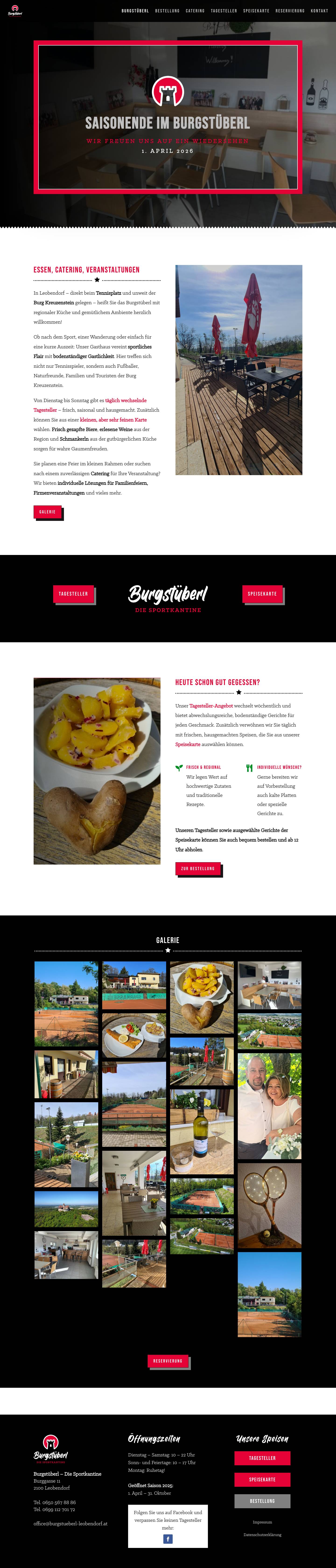 Burgstüberl Leobendorf - Die Sportkantine - Full Screenshot