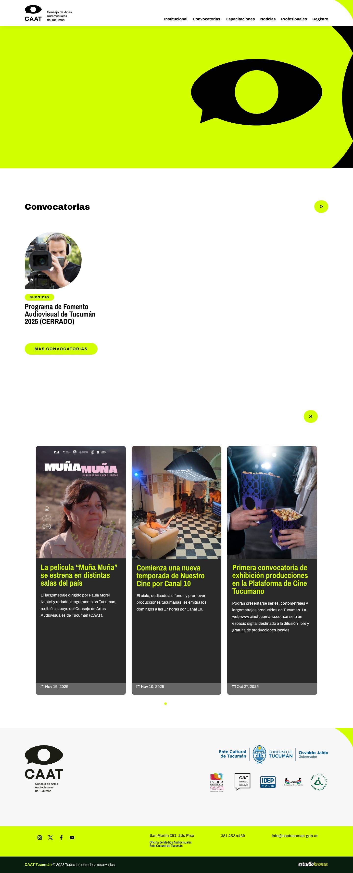 CAAT Tucumán | Consejo de Artes Audiovisuales de Tucumán - Full Screenshot